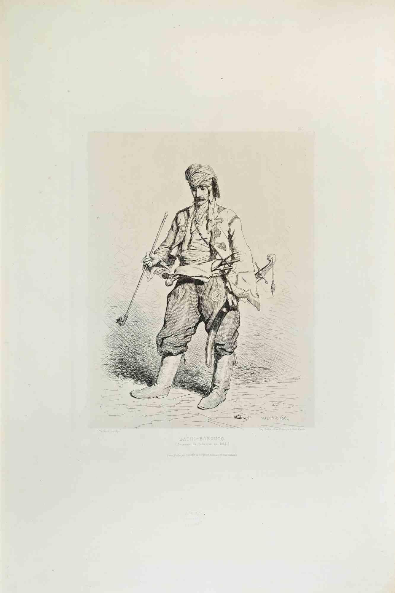 Portrait Print de Theodore Valerio - Bachi Bozoucq - Aguafuerte de Théodore Valério - Años 1870