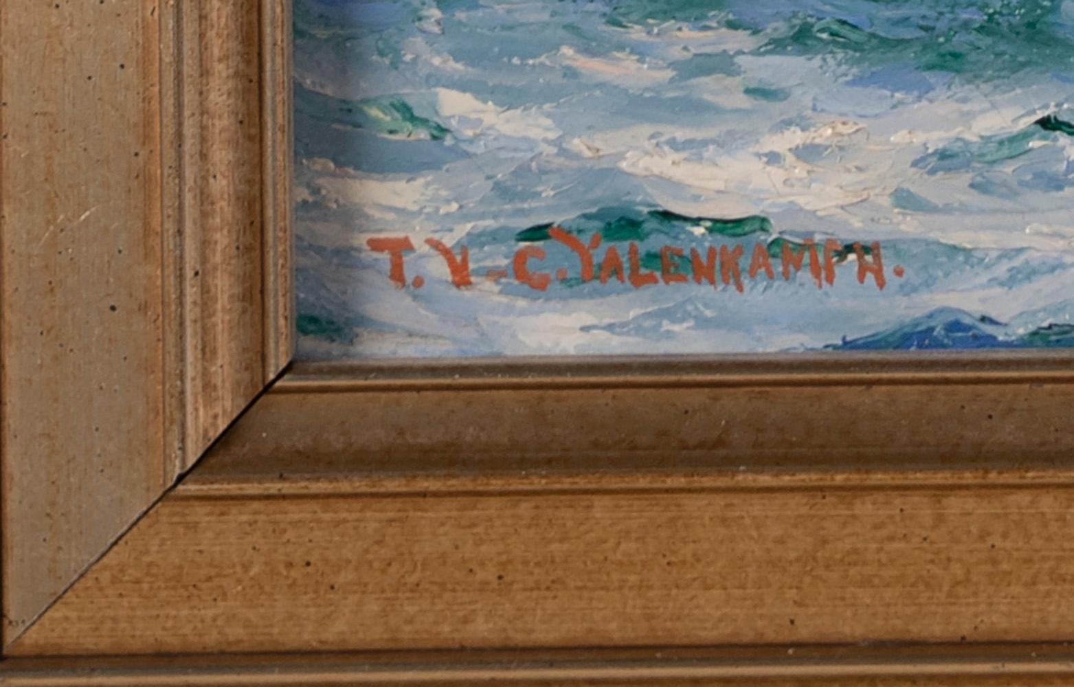 Antikes, signiertes Ölgemälde eines amerikanischen Impressionisten, nautische Seelandschaft, Segelboot im Angebot 1