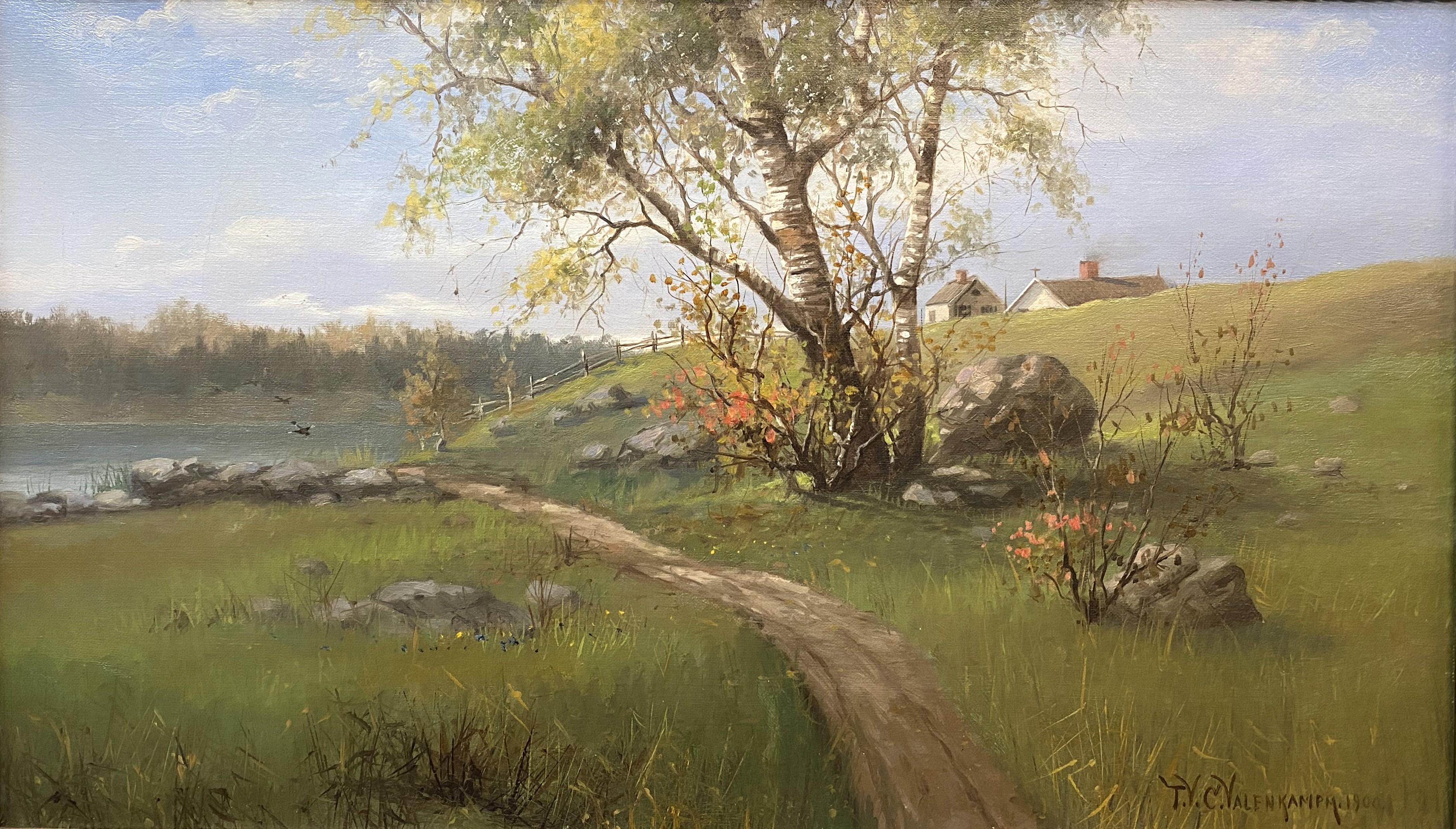 Landschaft mit einem Rollwagenweg – Painting von Theodore Victor Carl Valenkamph
