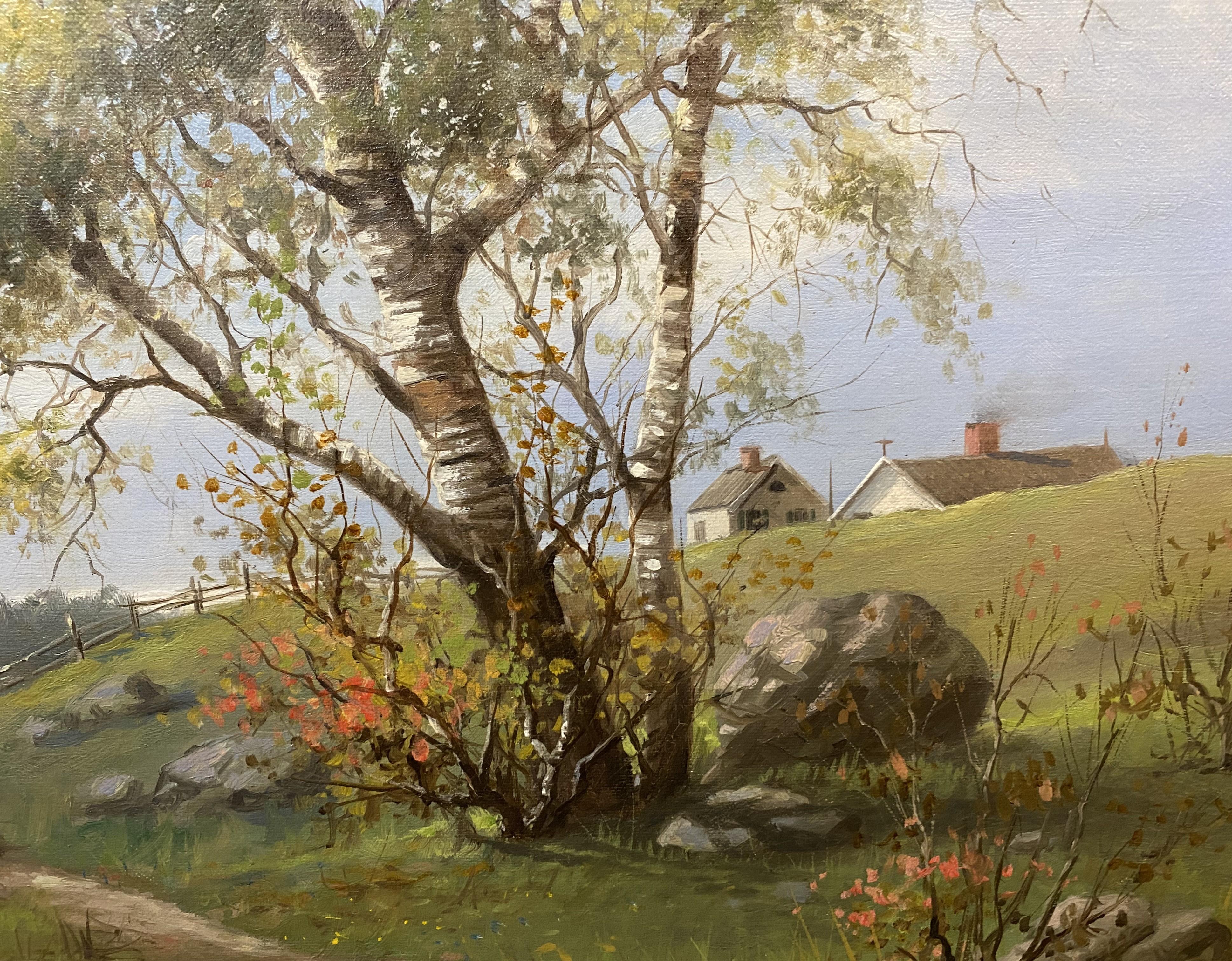 Landschaft mit einem Rollwagenweg (Amerikanischer Impressionismus), Painting, von Theodore Victor Carl Valenkamph