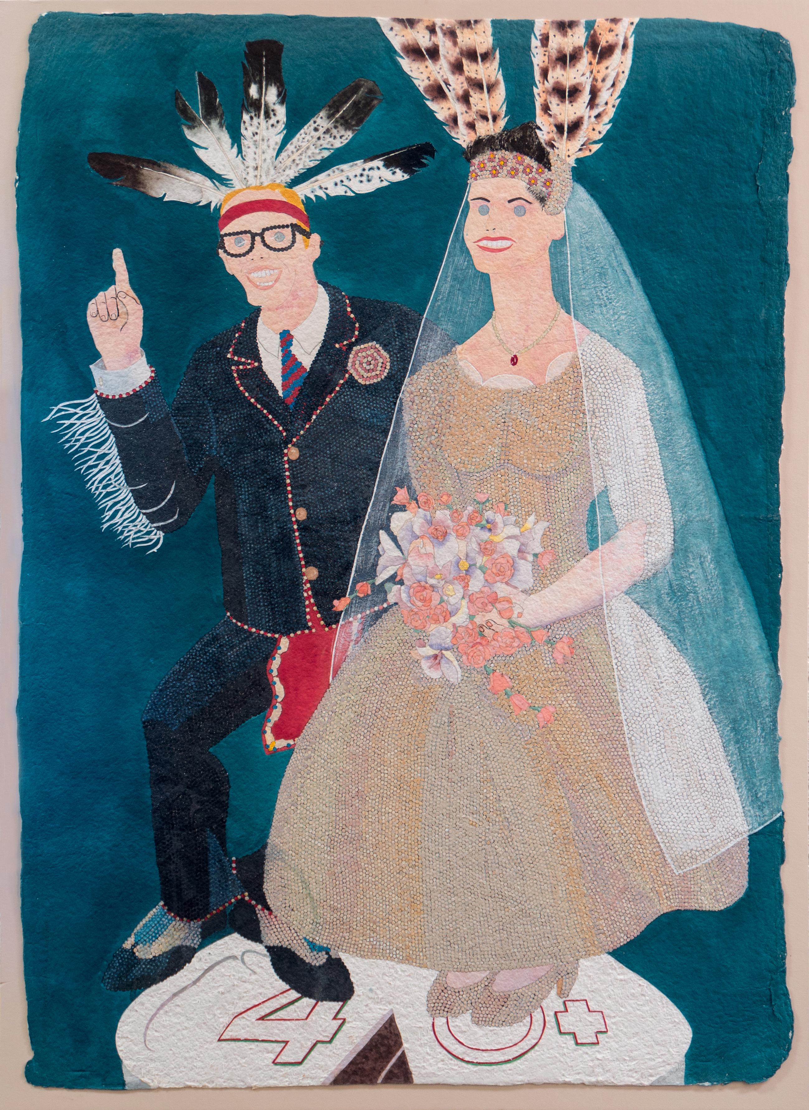 'Fancy Dancer and the Sunset Queen', Santa Barbara, UCSB, Apache, Laguna, LACMA - Painting by Theodore Villa