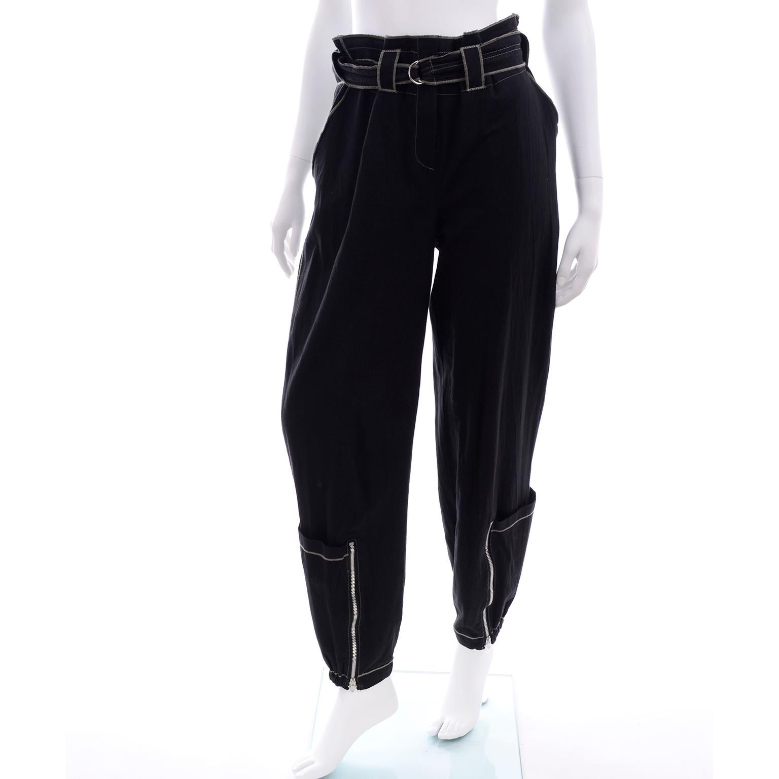 Theodore Vintage Avant Garde 2 pc Black Pants & Tank Top Outfit w topstitching 7