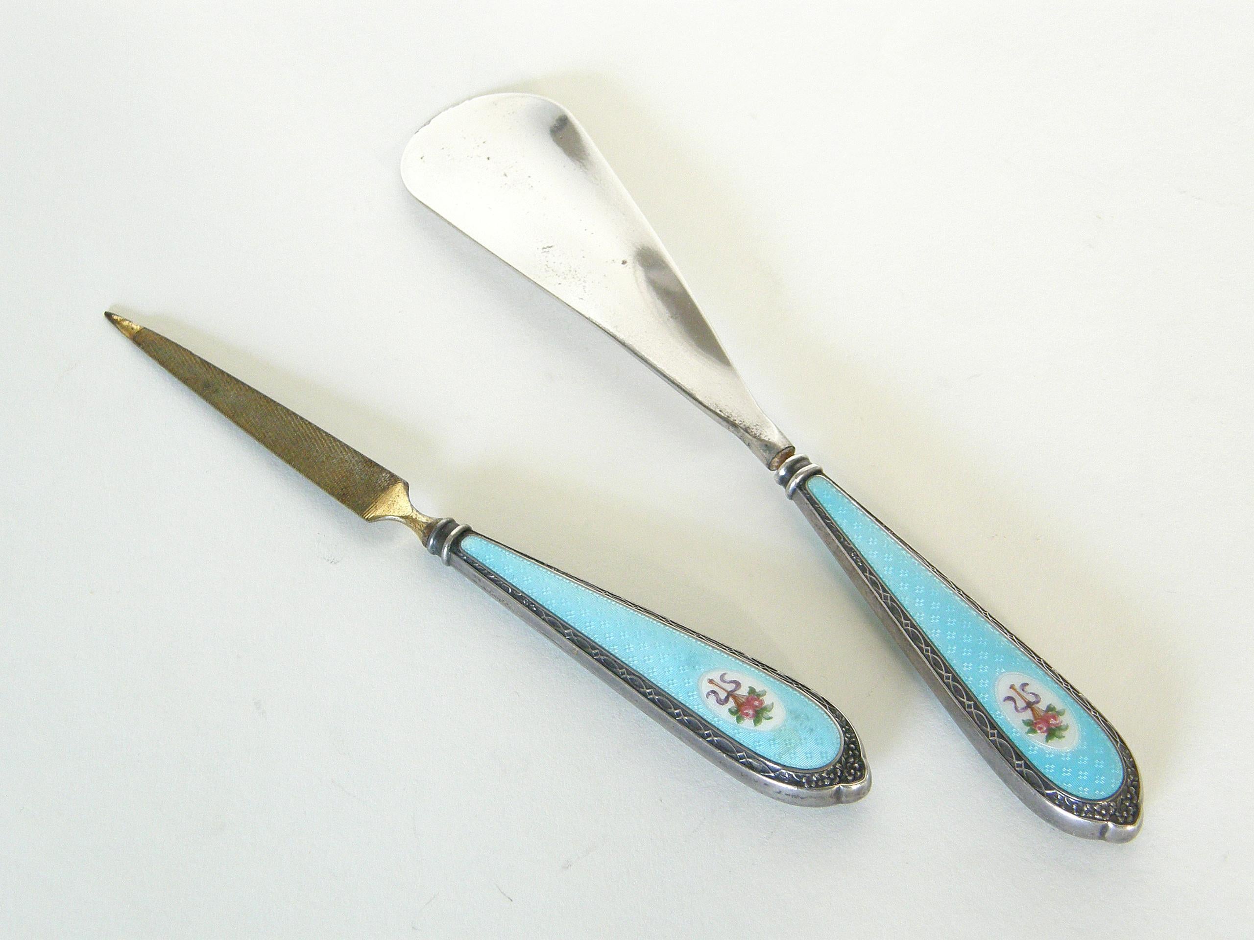 Theodore W. Foster & Bro. Sterling Silver and Enamel Dressing Table Vanity Set 5