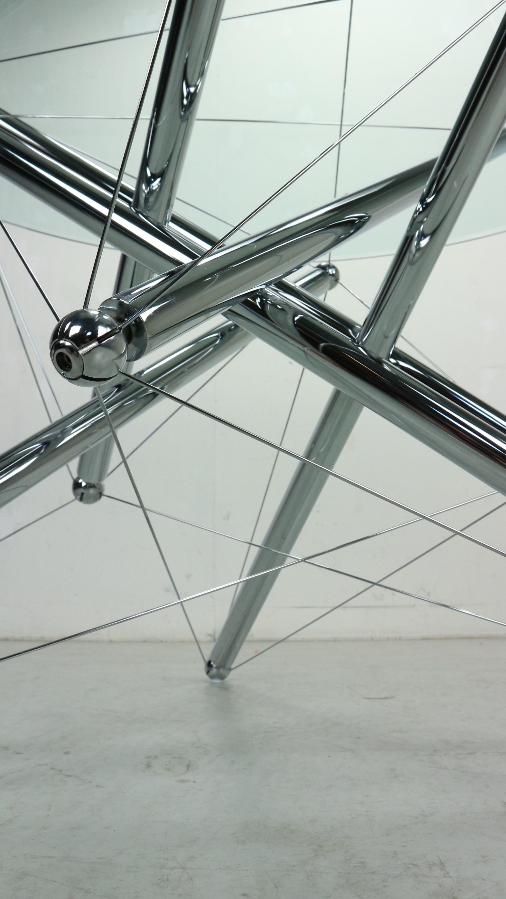 Table de salle à manger Tensegrity en acier chromé Theodore Waddell pour Cassina 714, années 1980 en vente 3