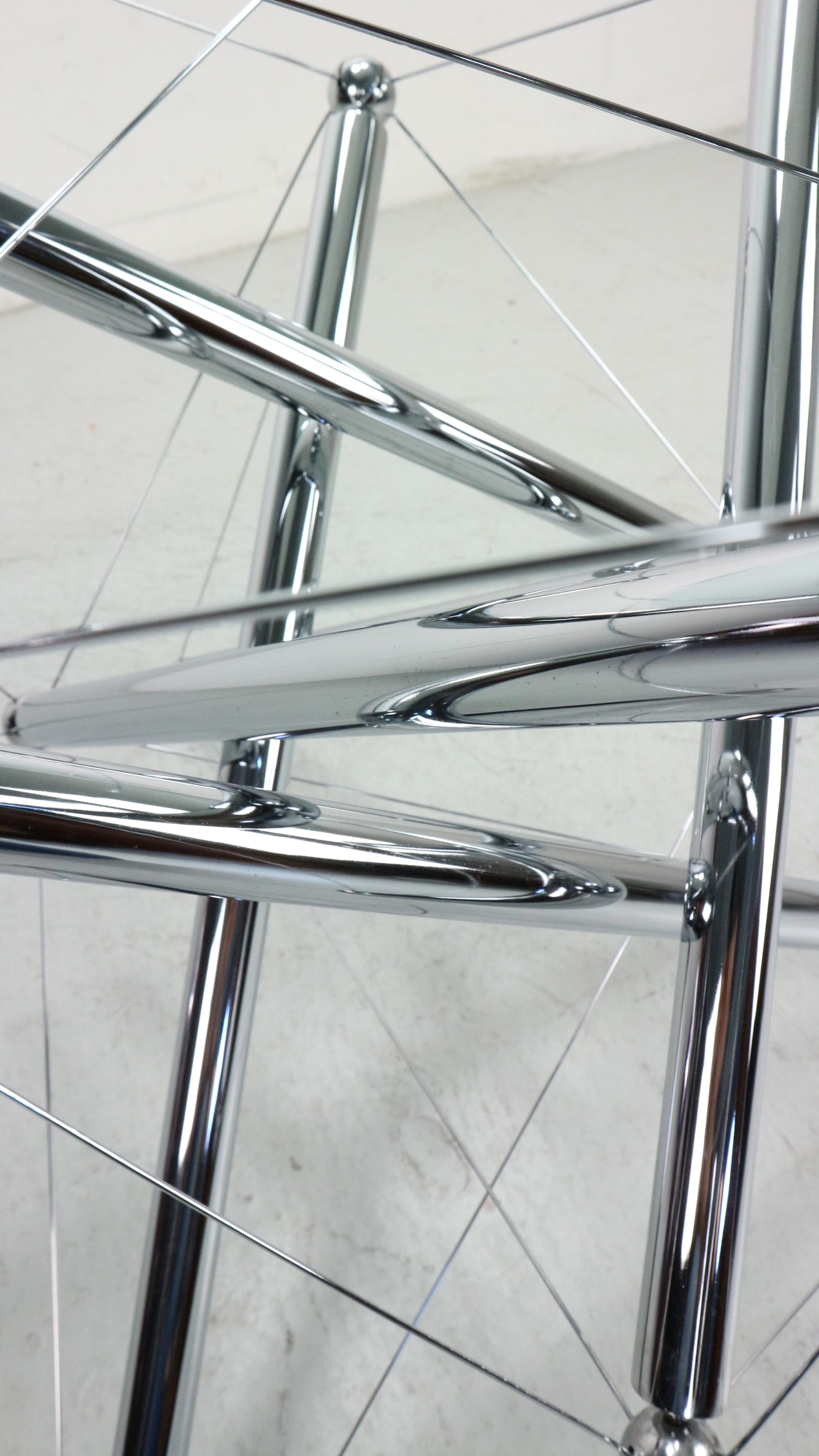 Table de salle à manger Tensegrity en acier chromé Theodore Waddell pour Cassina 714, années 1980 en vente 6