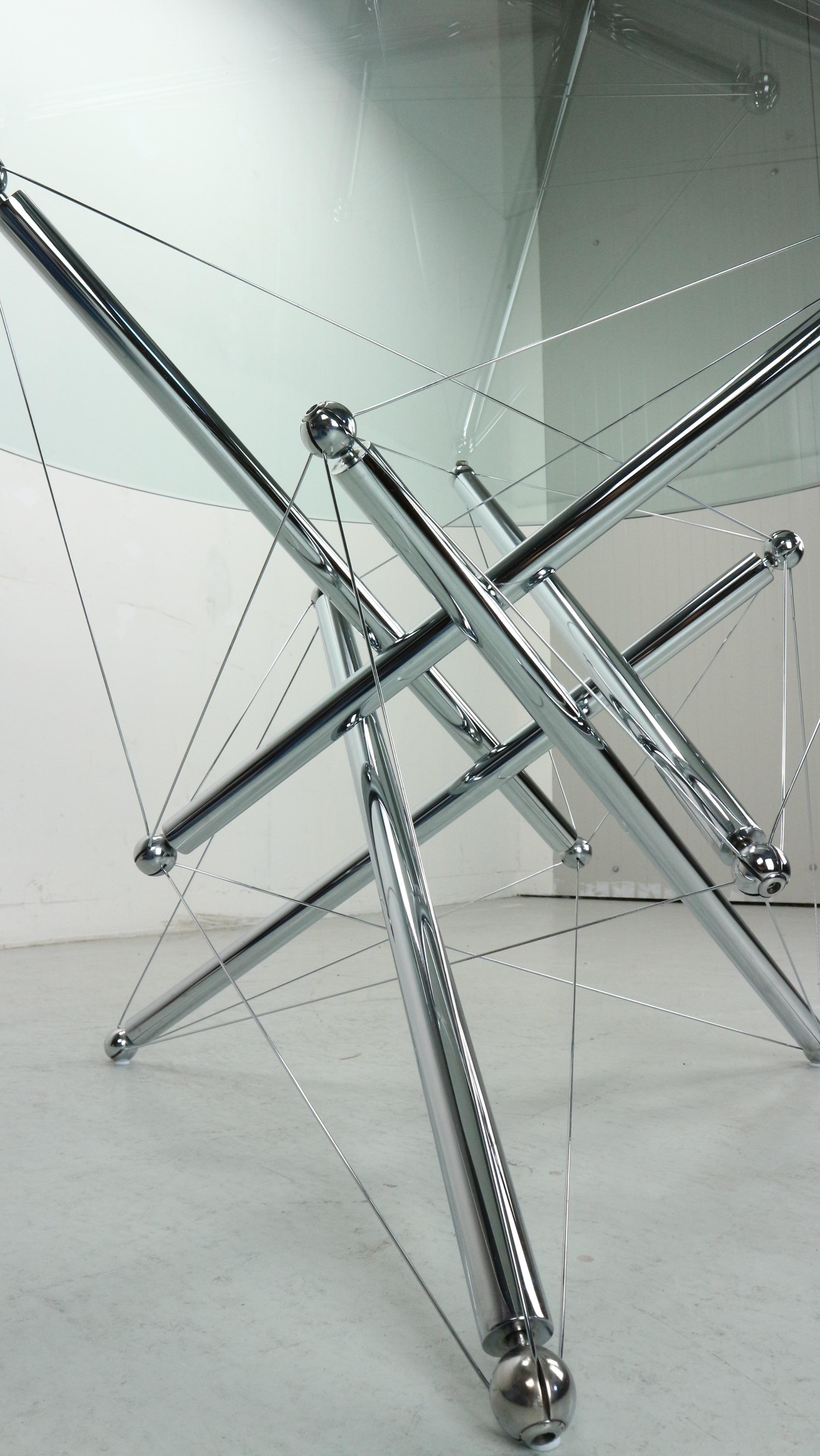 Theodore Waddell for Cassina 714 Tensegrity Chromed Steel Dining Table, 1980s  For Sale 10