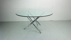 Theodore Waddell for Cassina 714 Tensegrity Chromed Steel Dining Table, 1980s