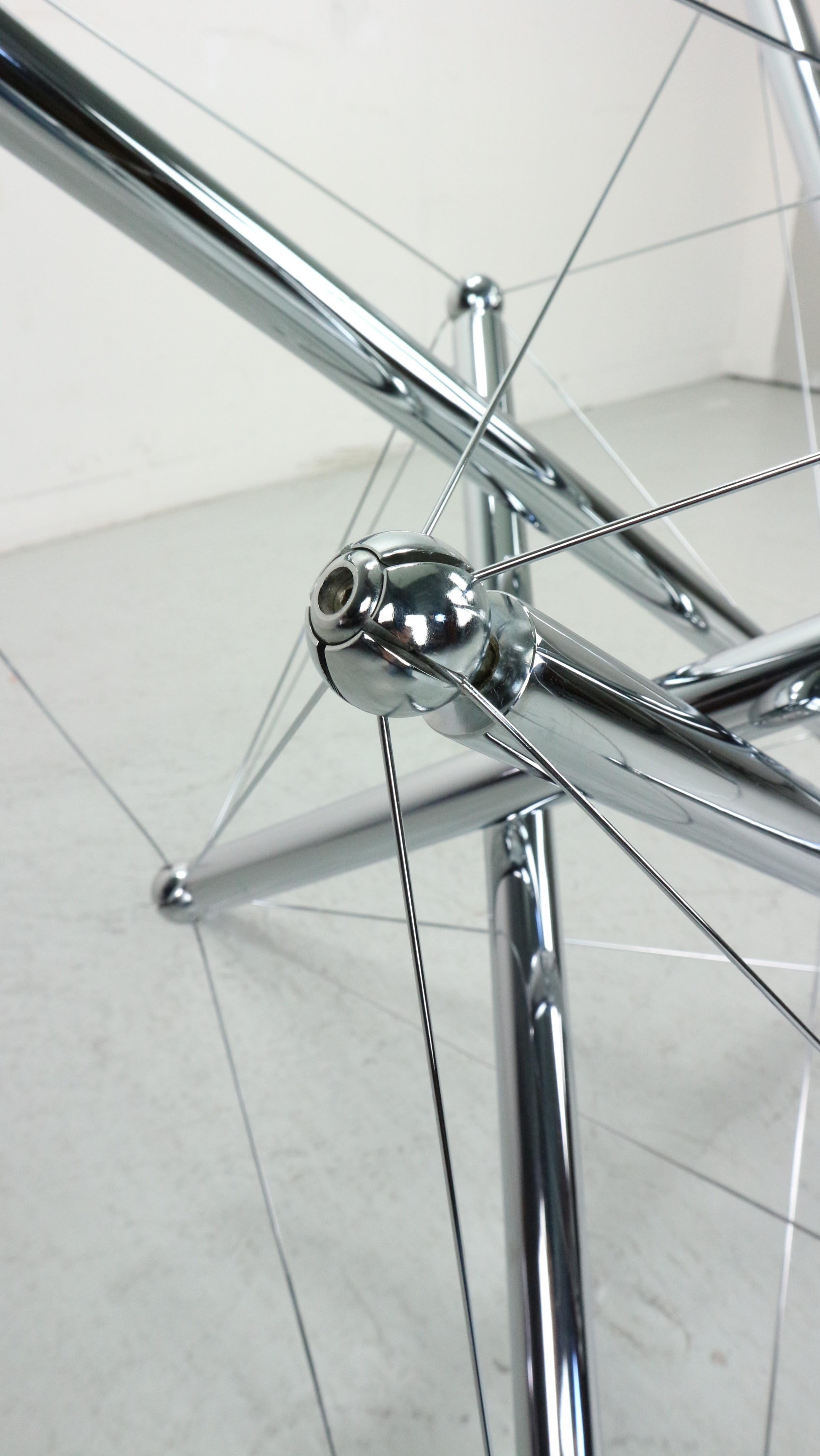Theodore Waddell for Cassina 714 Tensegrity Chromed Steel Dining Table, 1980s  For Sale 2