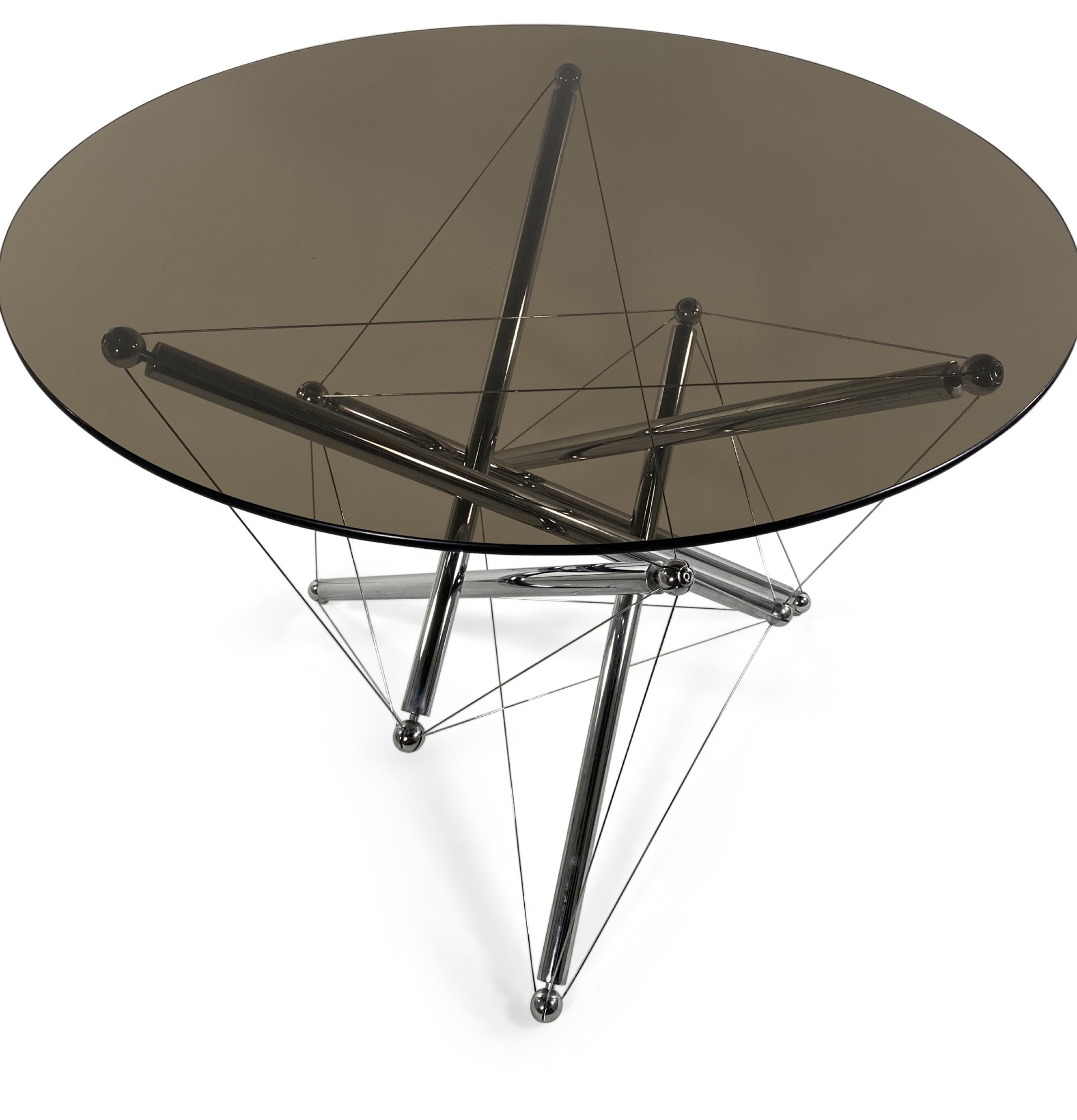 Theodore Waddell for Cassina Mid-Century Modern Chrome Tension Table In Good Condition For Sale In New York, NY