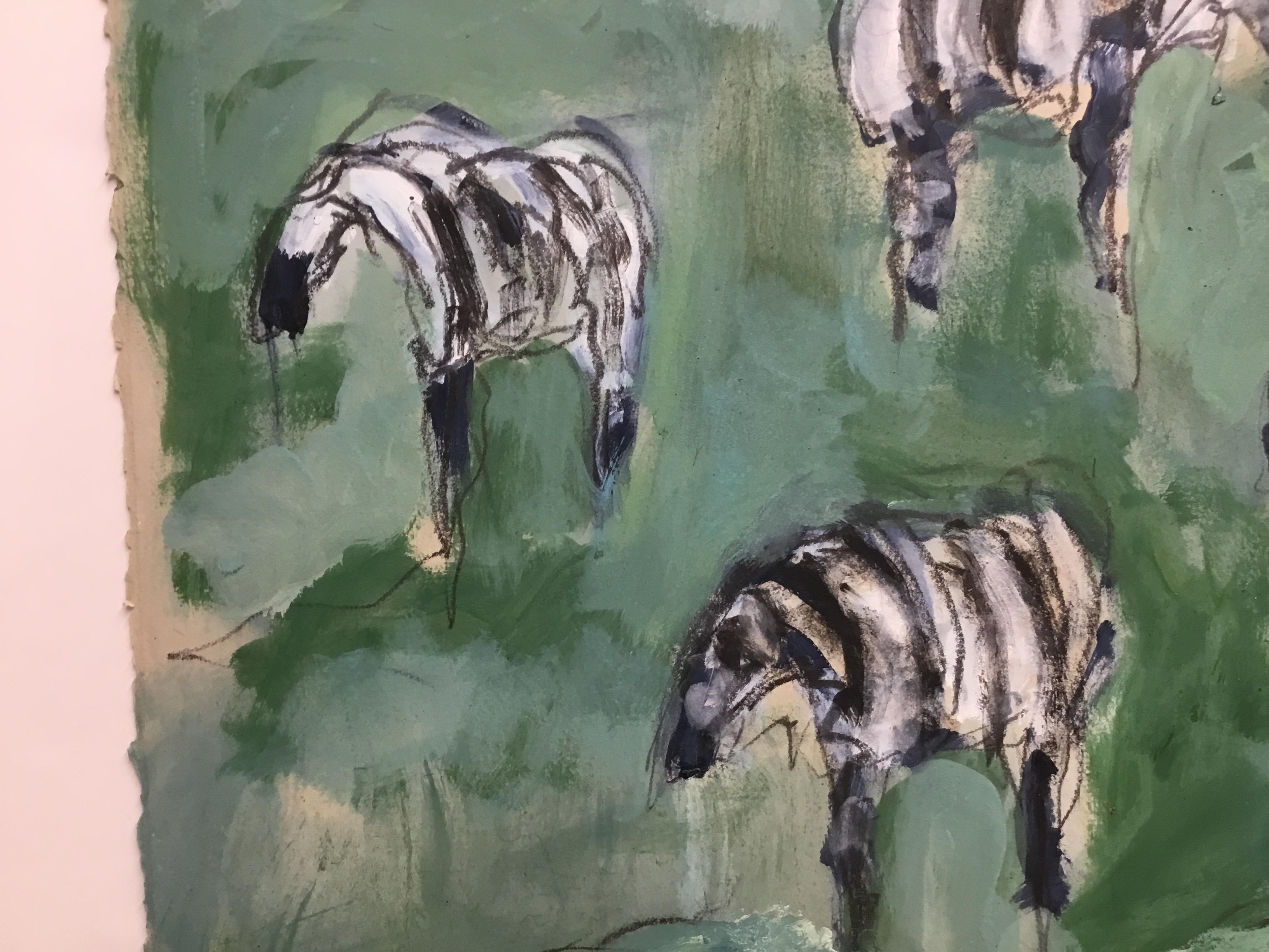 Serengeti Zebras Dr. nº 1 - Painting de Theodore Waddell