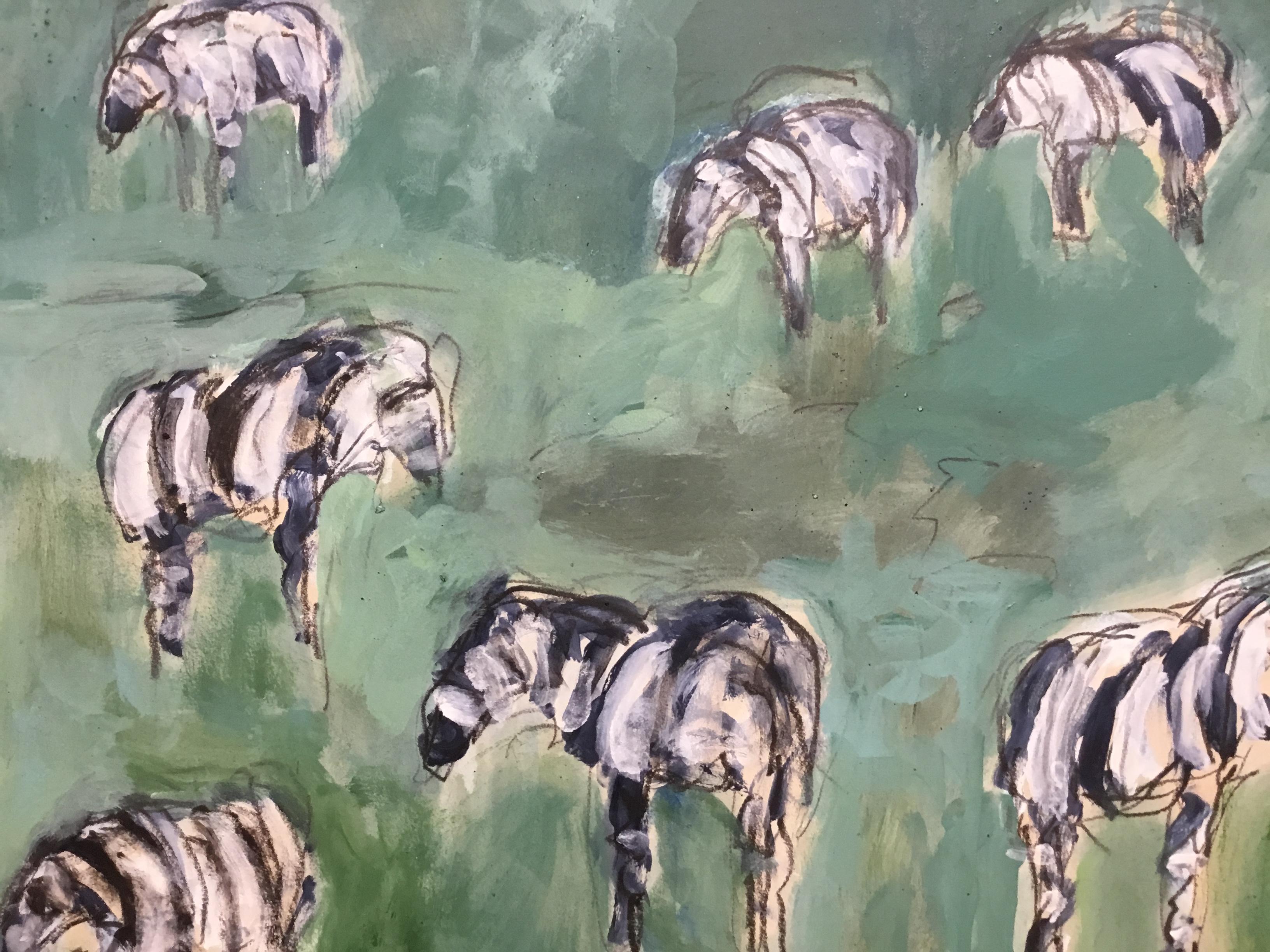 Los cuadros de Waddell son una combinación de marcas ásperas, pintura espesa, elegantes trazos transparentes y, en unas pocas ocasiones, una línea lenta y dura arañada en el lienzo. Puedes sentir el movimiento de la pintura en todos los cuadros,