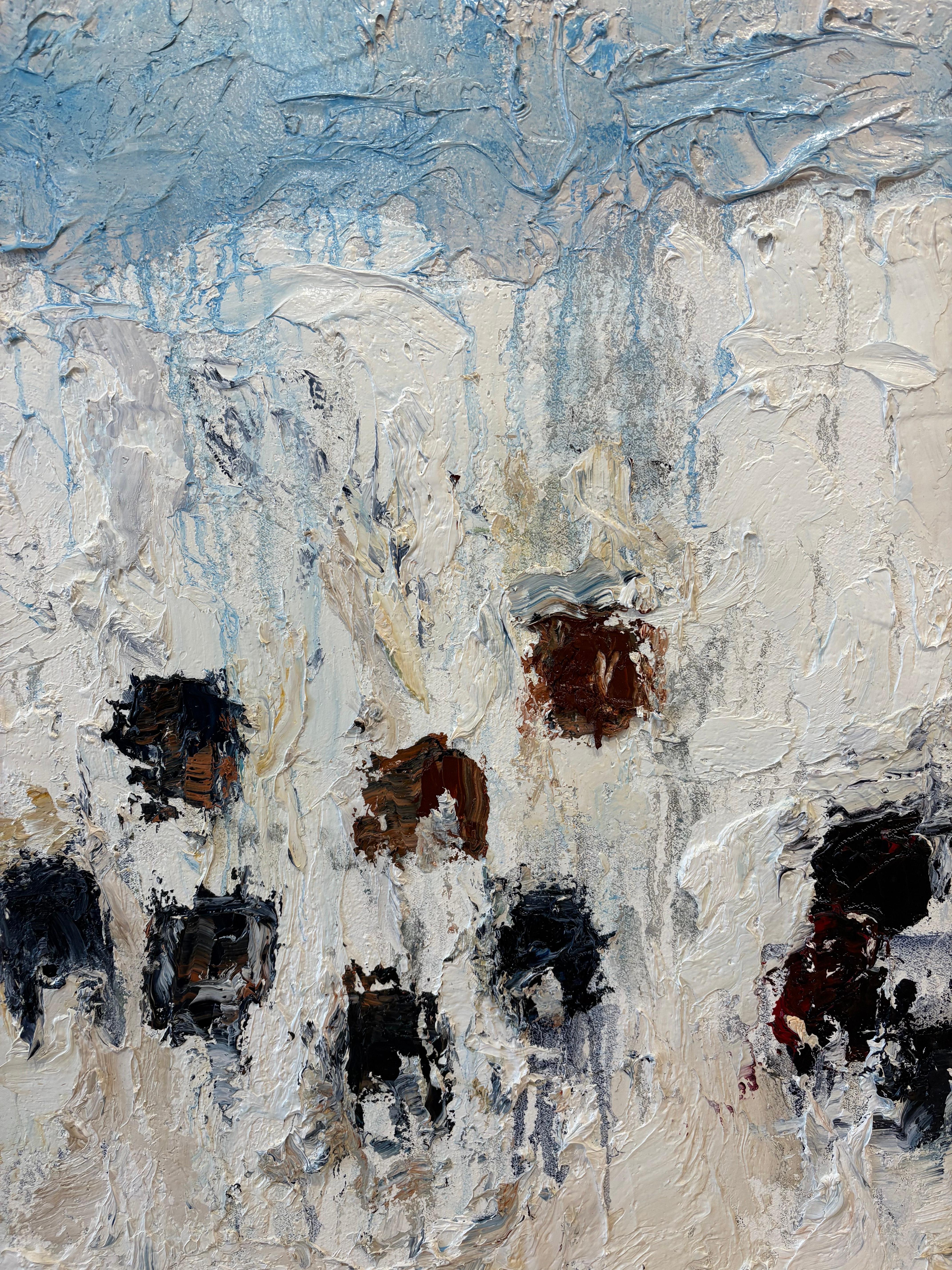 Winter Angus #20 - Gray Animal Painting by Theodore Waddell