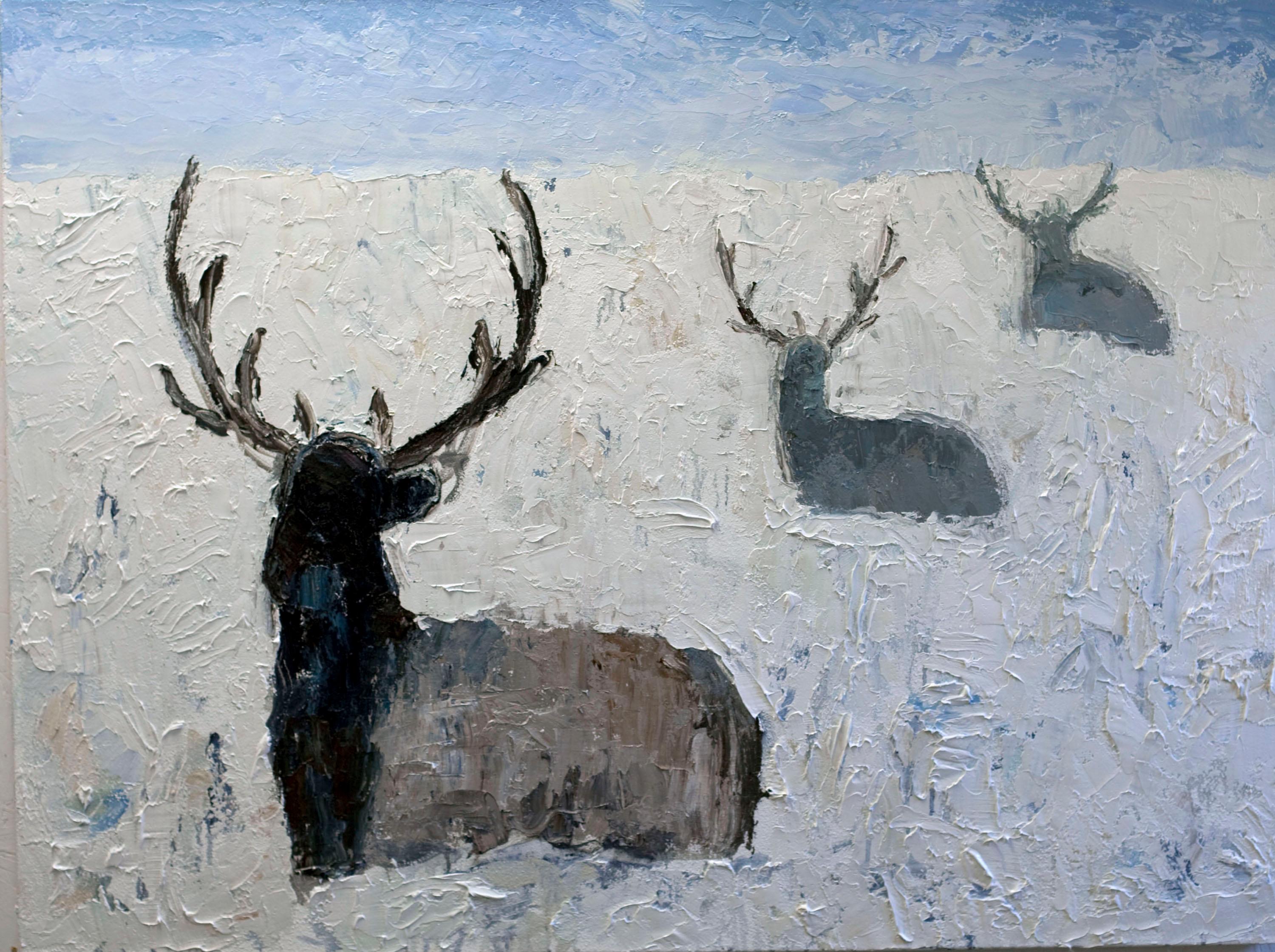 Theodore Waddell Landscape Painting - Winter Elk #3