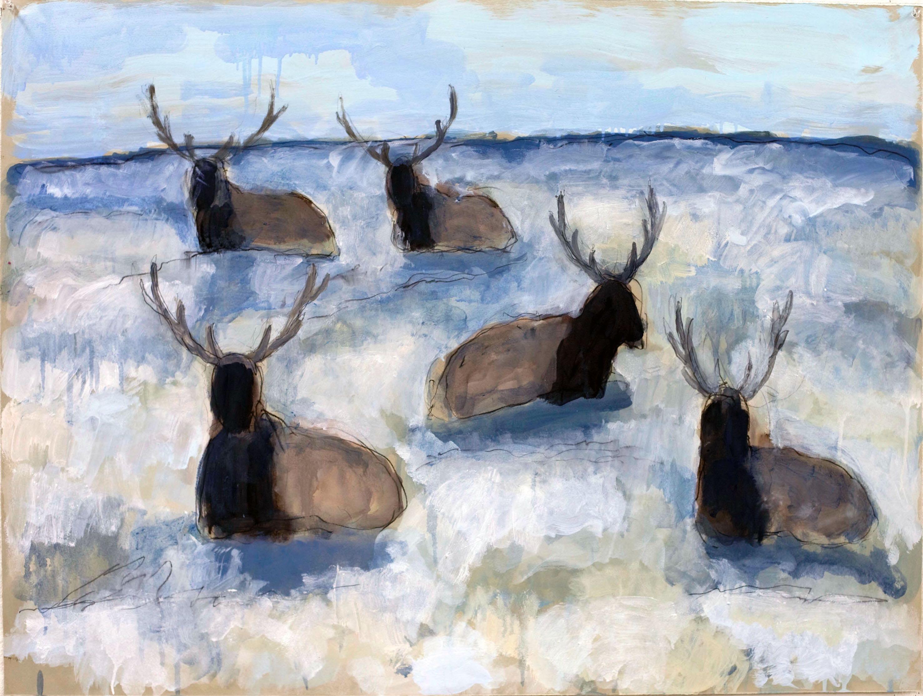 Theodore Waddell Landscape Painting - Winter Elk Dr. #2