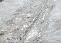 Street Scene in Winter, American Impressionist, Oil on Board, Framed