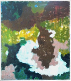 "Untitled" Theodoros Stamos, Abstract Expressionist, Greens, Pink and White