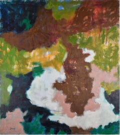 "Untitled" Theodoros Stamos, Abstract Expressionist, Greens, Pink and White