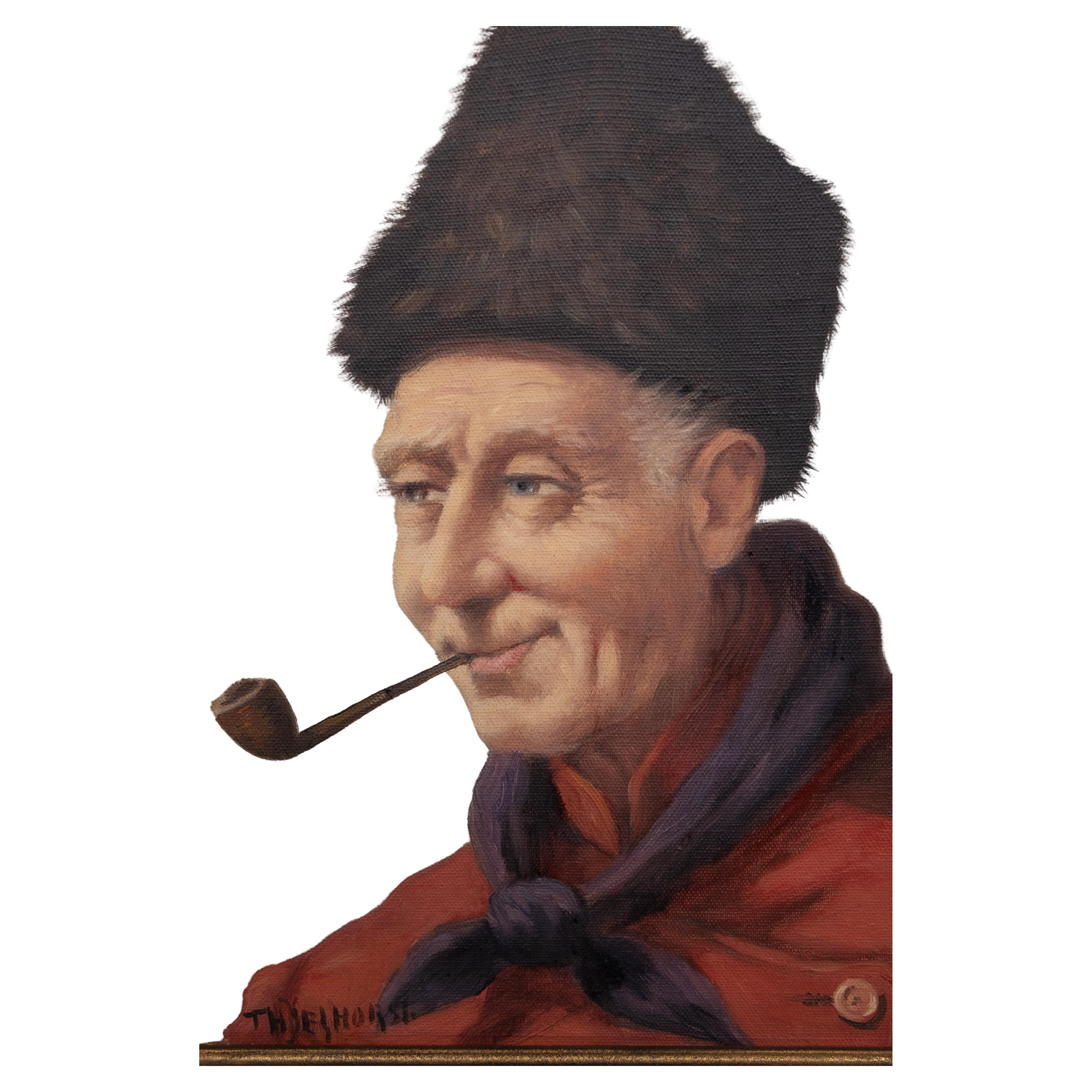 Theodorus Selhorst  (1891-1983)  Old Men with Pipe .Oil painting . For Sale