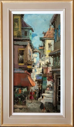 Oil Paintings, Pair of Dutch Street Scenes circa 1950 (signed)