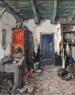 Theodorus Van Oorschot (1910-1989) - Framed Oil, A Busy Kitchen Interior