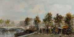 Theodorus Van Oorschot (1910-1989) - Mid 20th Century Oil, Busy Riverside Scene