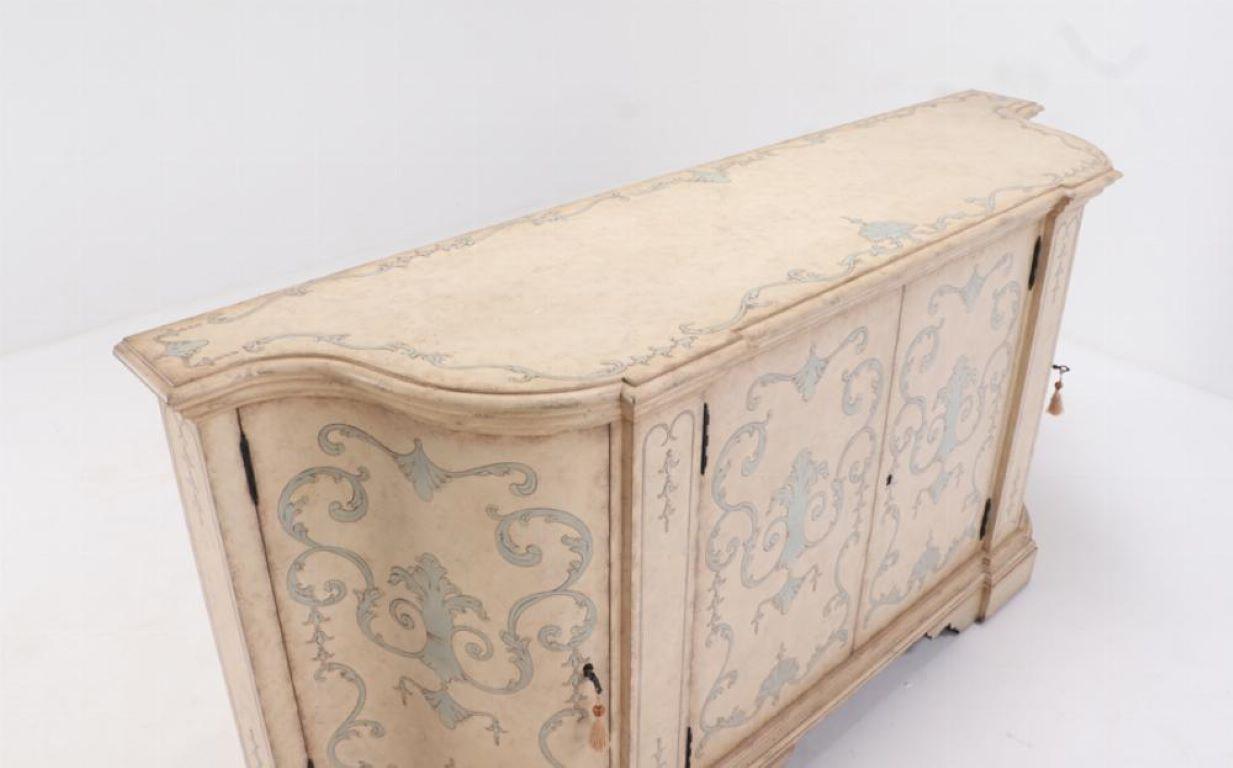 Painted Theodre Alexander Venetion style painted sideboard or credenza For Sale