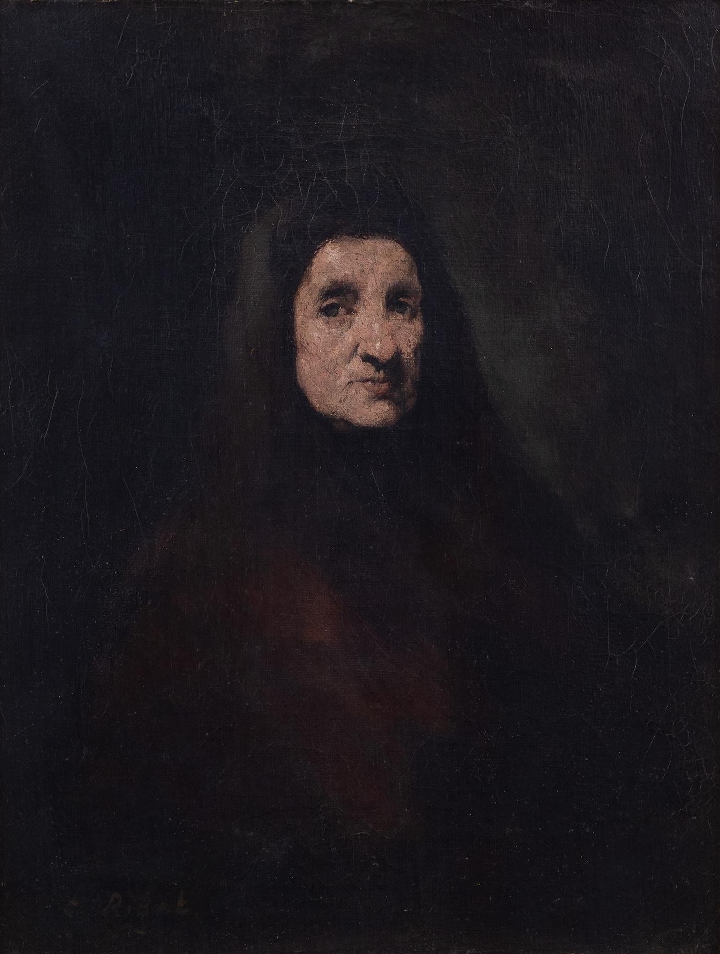 Porträt der Mutter des Künstlers – Painting von Théodule Augustin Ribot