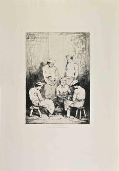 Les Eplucheurs - Gravure de Théodule Ribot - Fin du 19e siècle