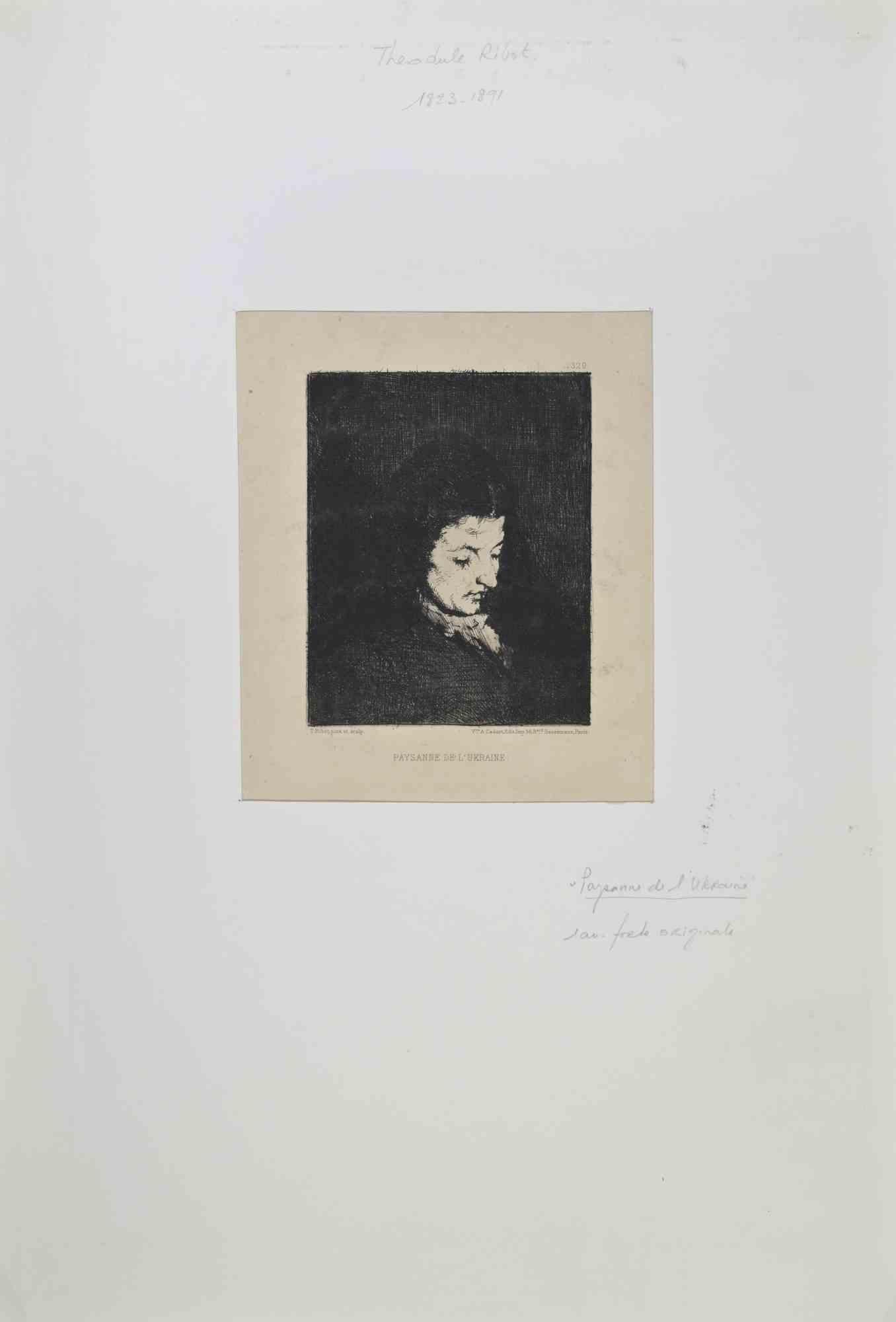 Theodule Ribot Portrait Print - Portrait - Etching by Théodule Ribot - 19th Century