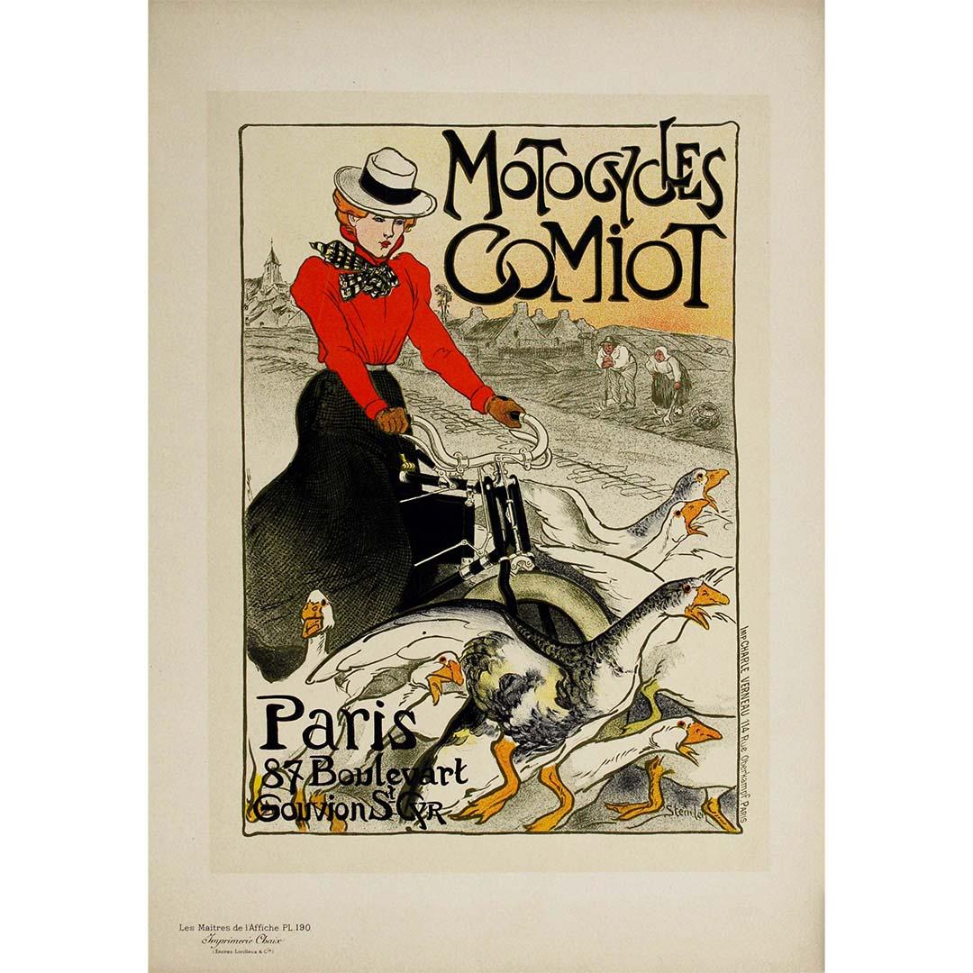 1899 Original poster Motocycles Comiot Paris - Les Maîtres de l'affiche Pl. 190 - Print by Théophile Alexandre Steinlen