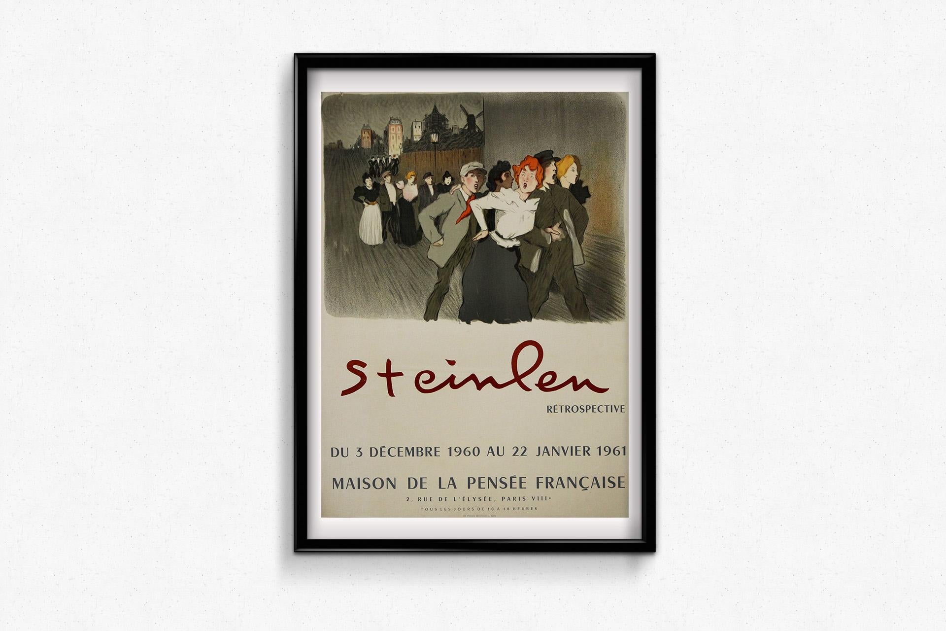 1961 original exhibition poster Steinlen retrospective For Sale 2