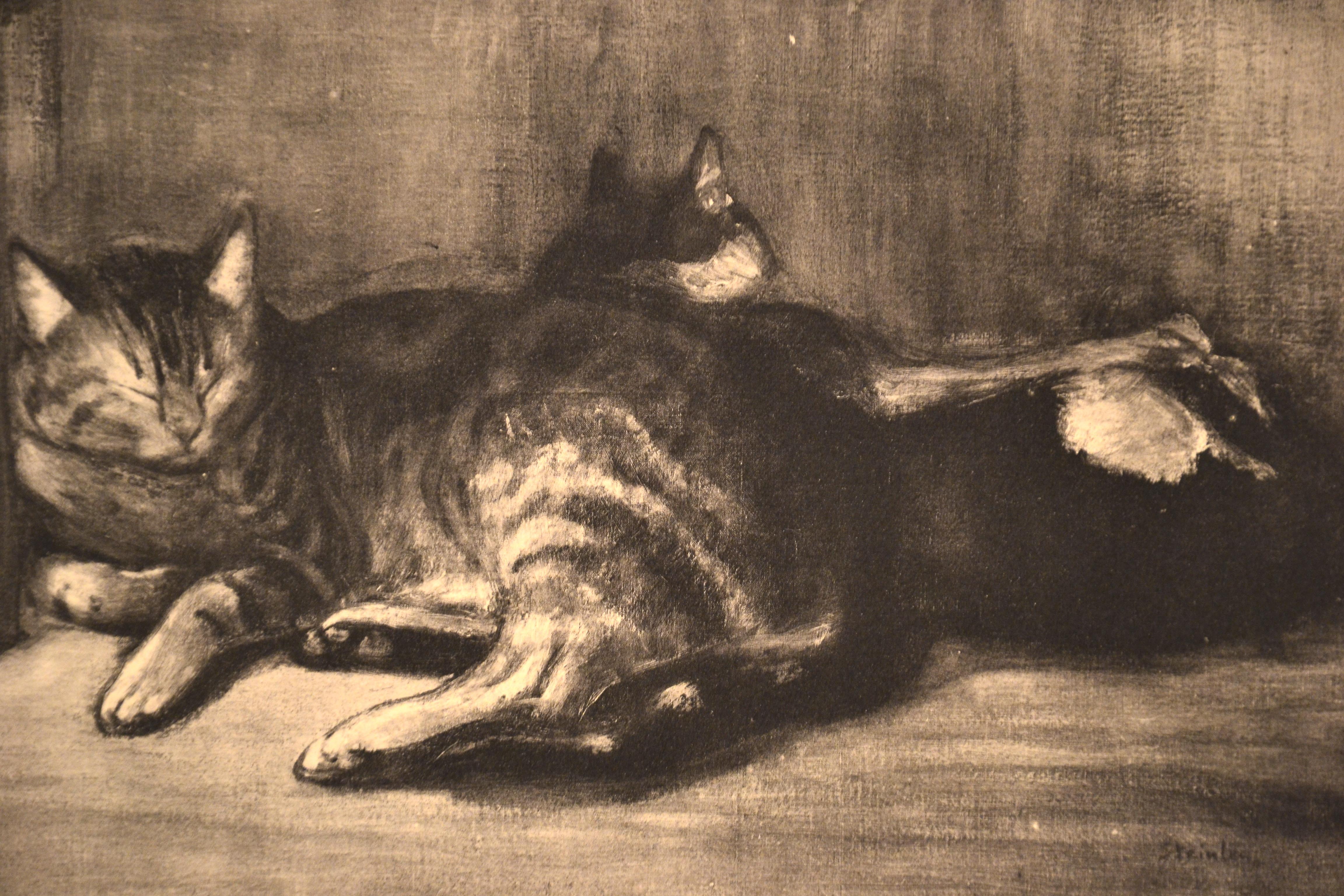Katzen - Von Chats et Autres Bêtes - Original Lithographie 1933 (Braun), Animal Print, von Théophile Alexandre Steinlen