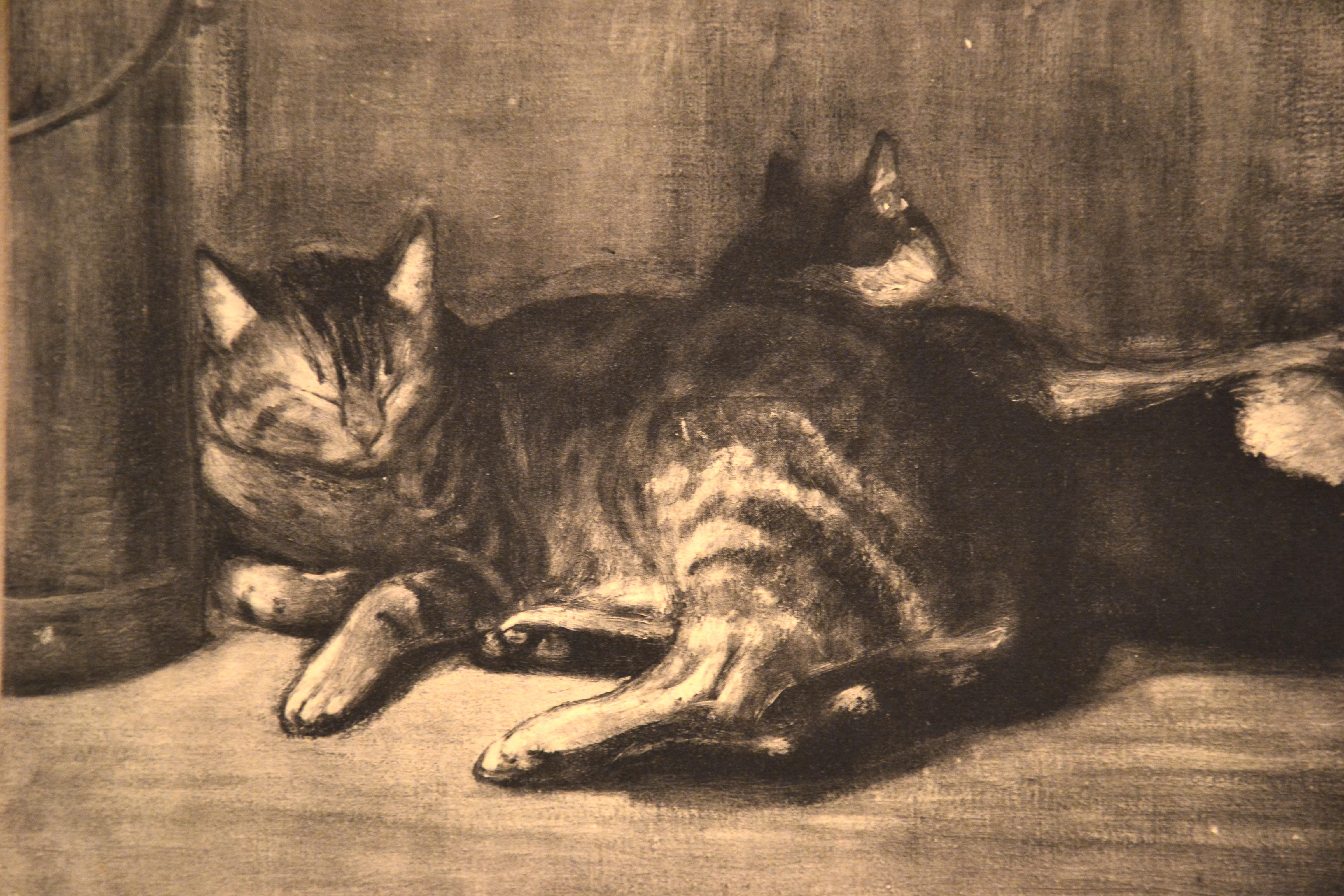 Cats - From Chats et Autres Bêtes ist eine originale Schwarz-Weiß-Lithografie:: die 1933 von Théophile Alexandre Steinlen realisiert wurde. 


Auf der Platte handsigniert. 

Die Lithografie auf Pergament von Arches stammt aus der Mappe mit der