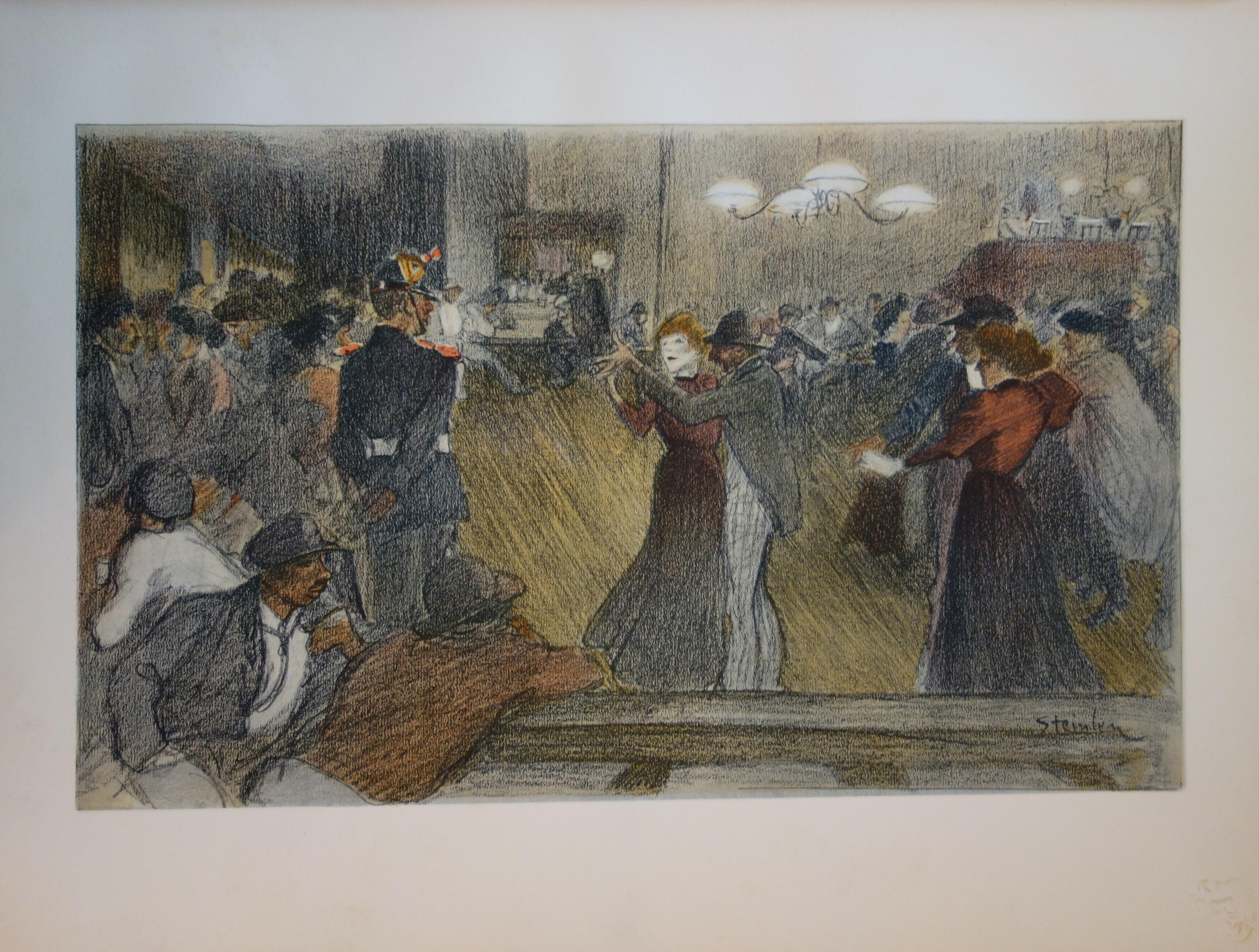 Théophile Alexandre Steinlen Figurative Print - Dancing in Paris (Tribute to Toulouse Lautrec) - Original Lithograph, 1898