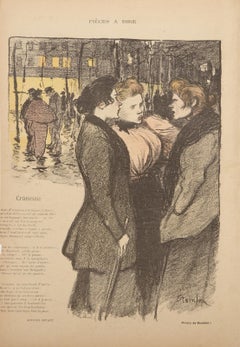Femmes conversant dans la Rue, Litho Art Nouveau de Theophile Alexandre Steinlen