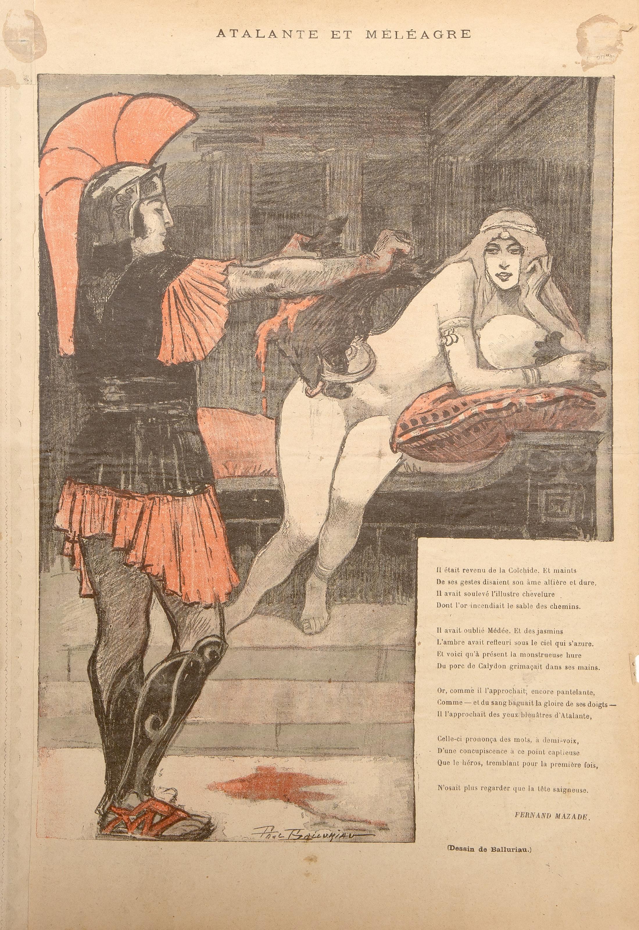 Femmes conversant dans la Rue, Art Nouveau Litho by Theophile Alexandre Steinlen - Beige Figurative Print by Théophile Alexandre Steinlen
