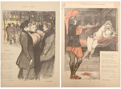 Femmes conversant dans la Rue, litografía Art Nouveau de Theophile Alexandre Steinlen