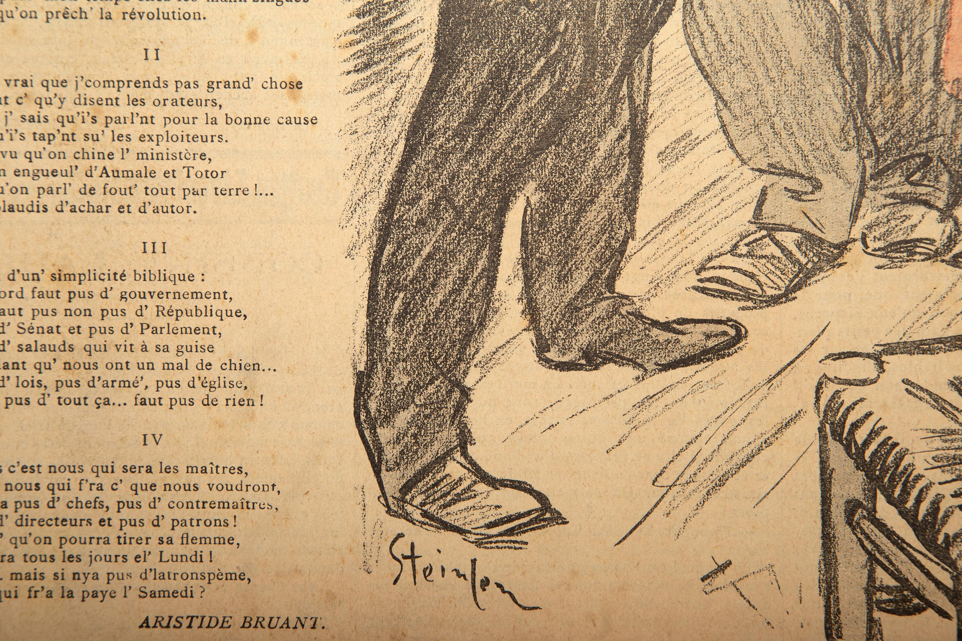 Gil Blas Illustrated, Art Nouveau Lithograph by Theophile Alexandre Steinlen - Beige Figurative Print by Théophile Alexandre Steinlen