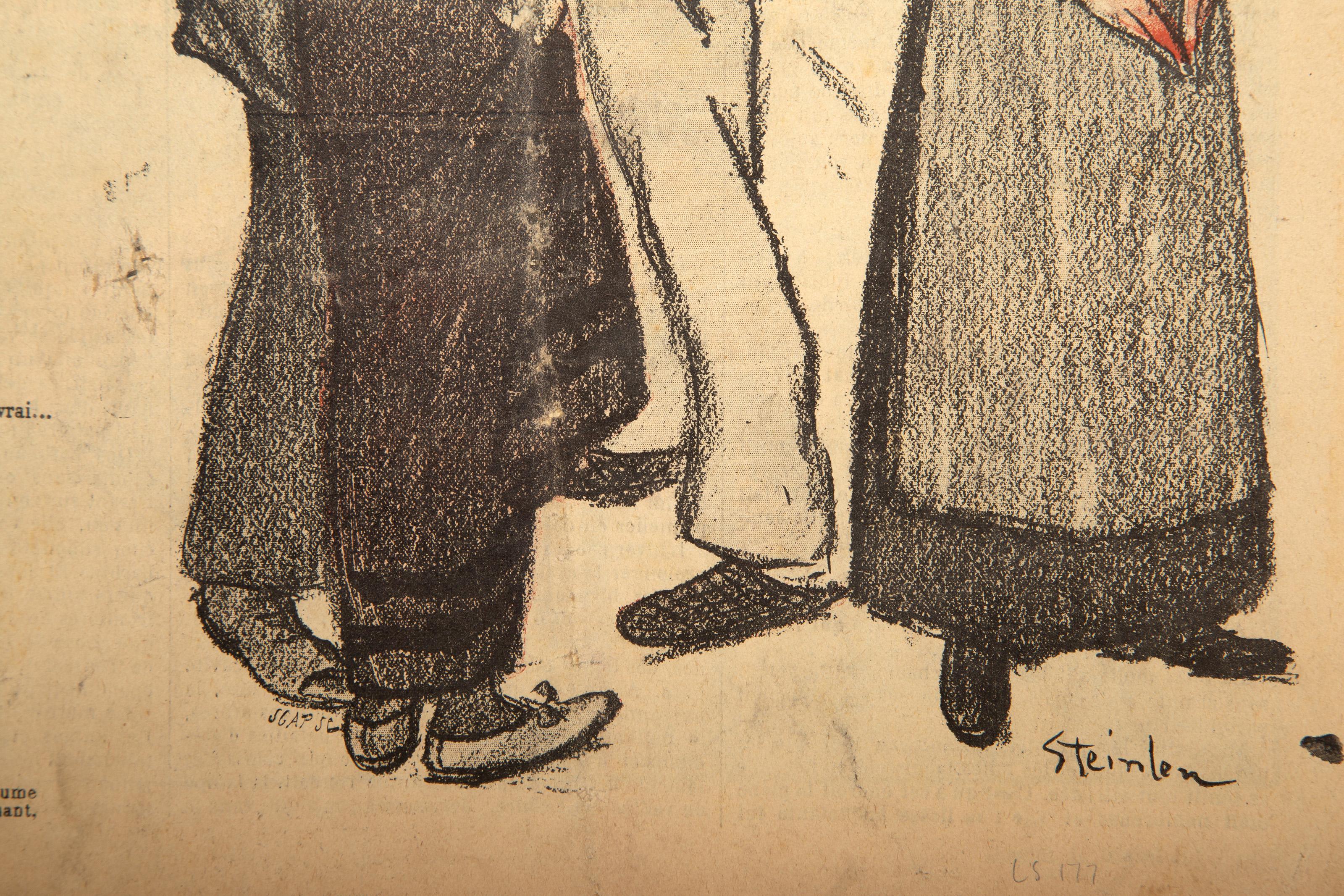 Theophile Alexandre Steinlen, French/Swiss (1859 - 1923) - Gil Blas Illustrated, Medium: Double Sided Lithograph, Size: 15 x 10.25 in. (38.1 x 26.04 cm), Description: From the collection of the late Larry Saphire.