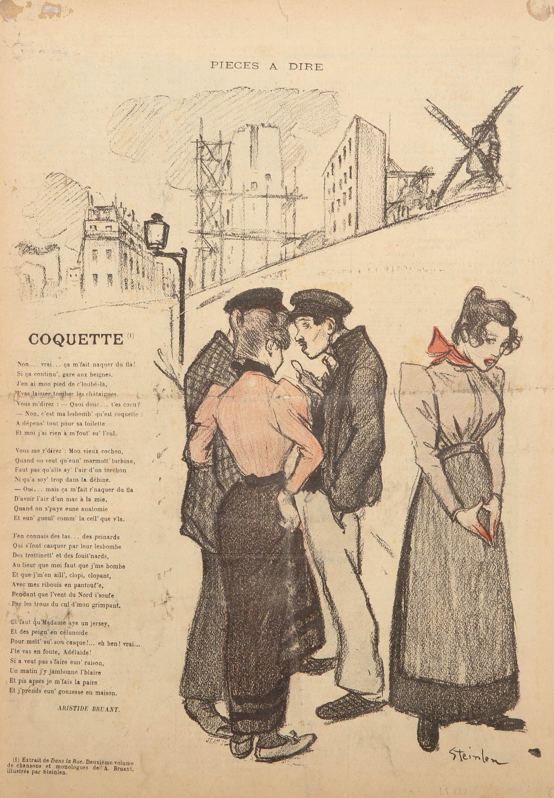 Gil Blas Illustrated, Art Nouveau Lithograph by Theophile Alexandre Steinlen For Sale 1