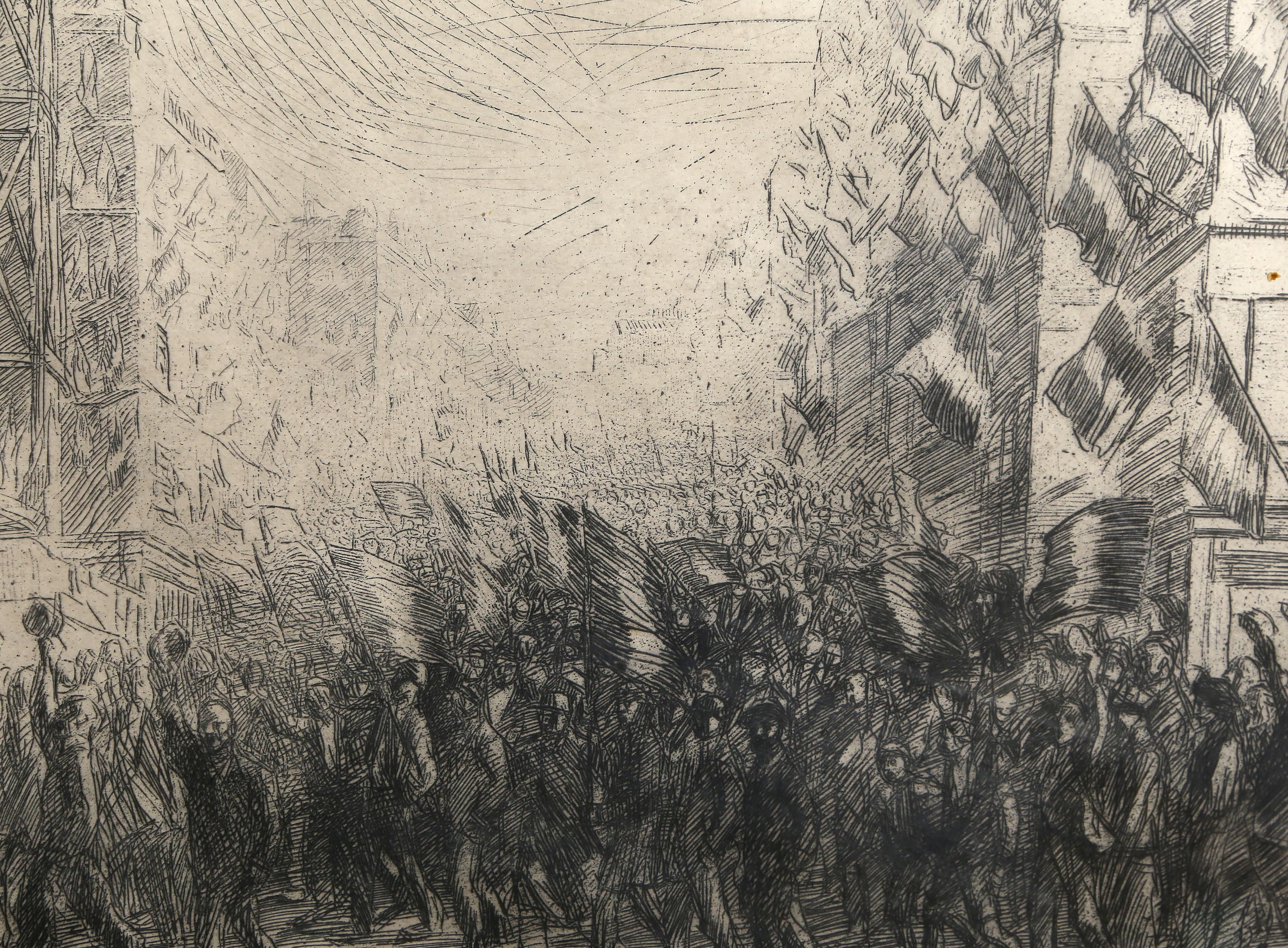 La Marsellesa, aguafuerte realista a punta seca de Theophile Alexandre Steinlen - Print de Théophile Alexandre Steinlen