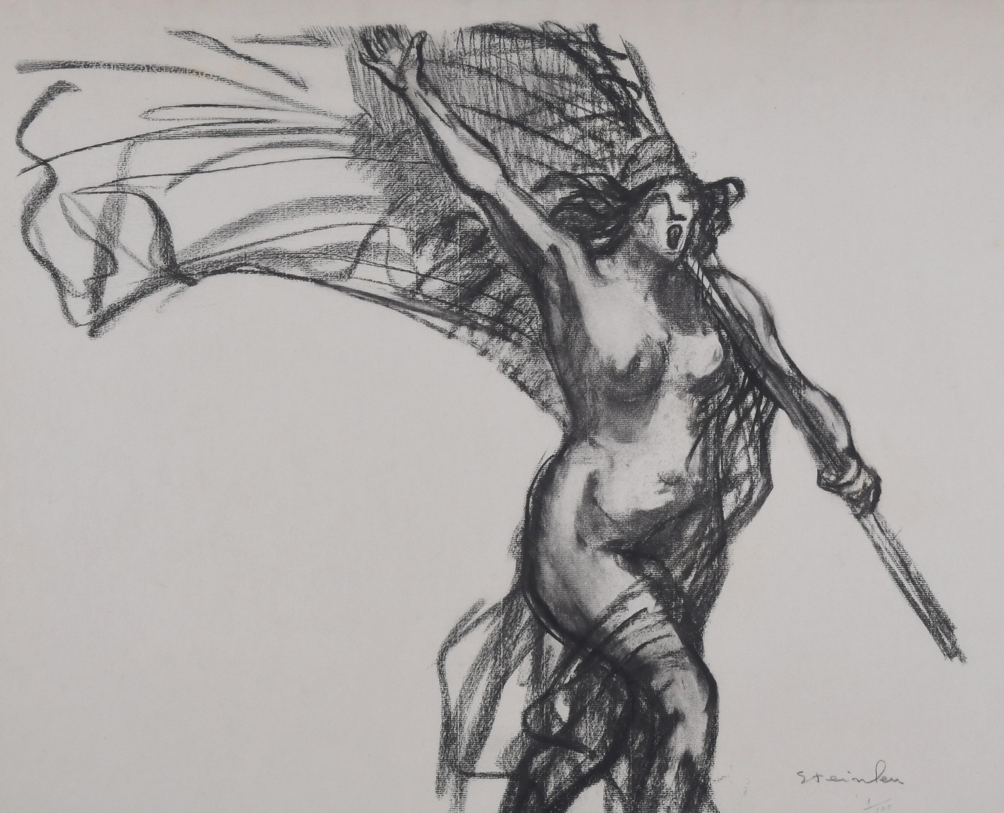 “La Rèpublique nous appelle…” (The Republic calls us…) - Gray Figurative Print by Théophile Alexandre Steinlen