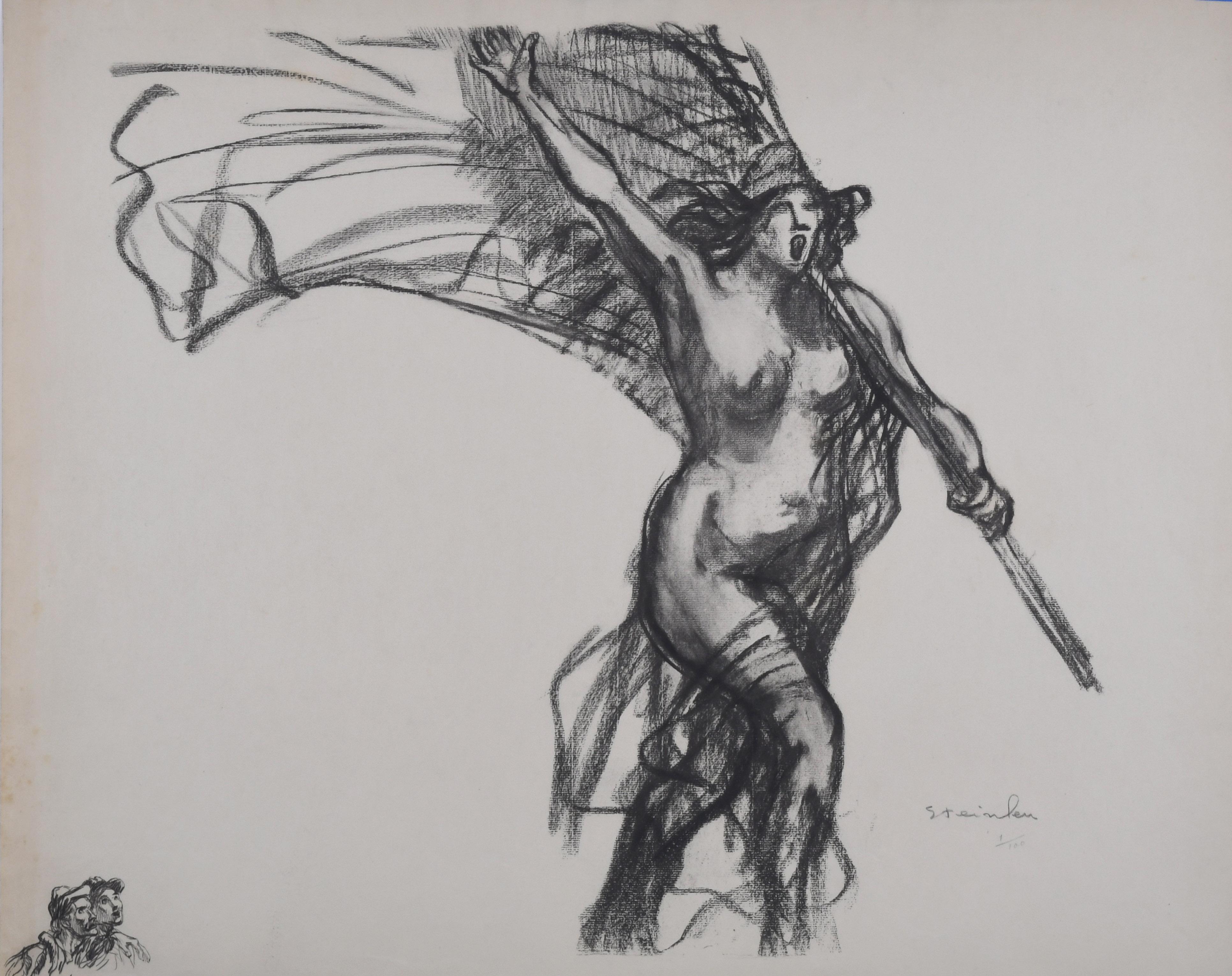 Théophile Alexandre Steinlen Figurative Print - “La Rèpublique nous appelle…” (The Republic calls us…)