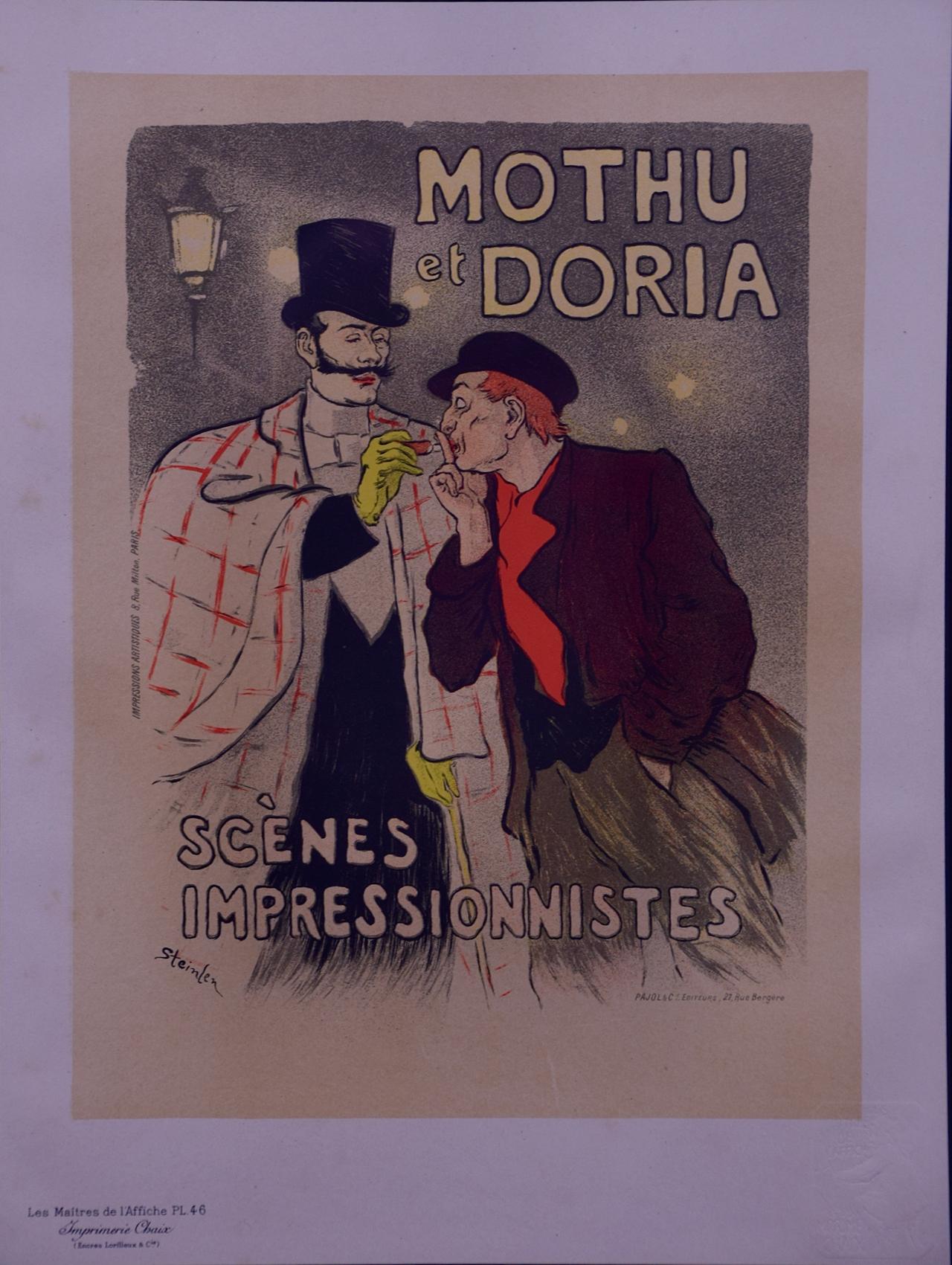Mothu et Doria: Eine Lithographie aus Les Maitres de l'Affiche von Steinlen aus dem 19. Jahrhundert – Print von Théophile Alexandre Steinlen