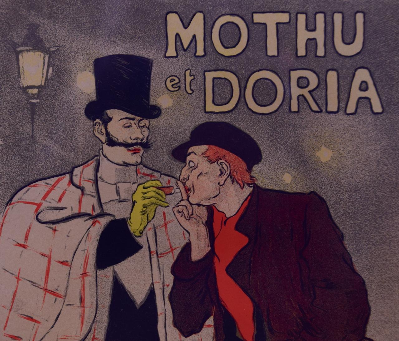 Mothu et Doria: Eine Lithographie aus Les Maitres de l'Affiche von Steinlen aus dem 19. Jahrhundert (Grau), Landscape Print, von Théophile Alexandre Steinlen