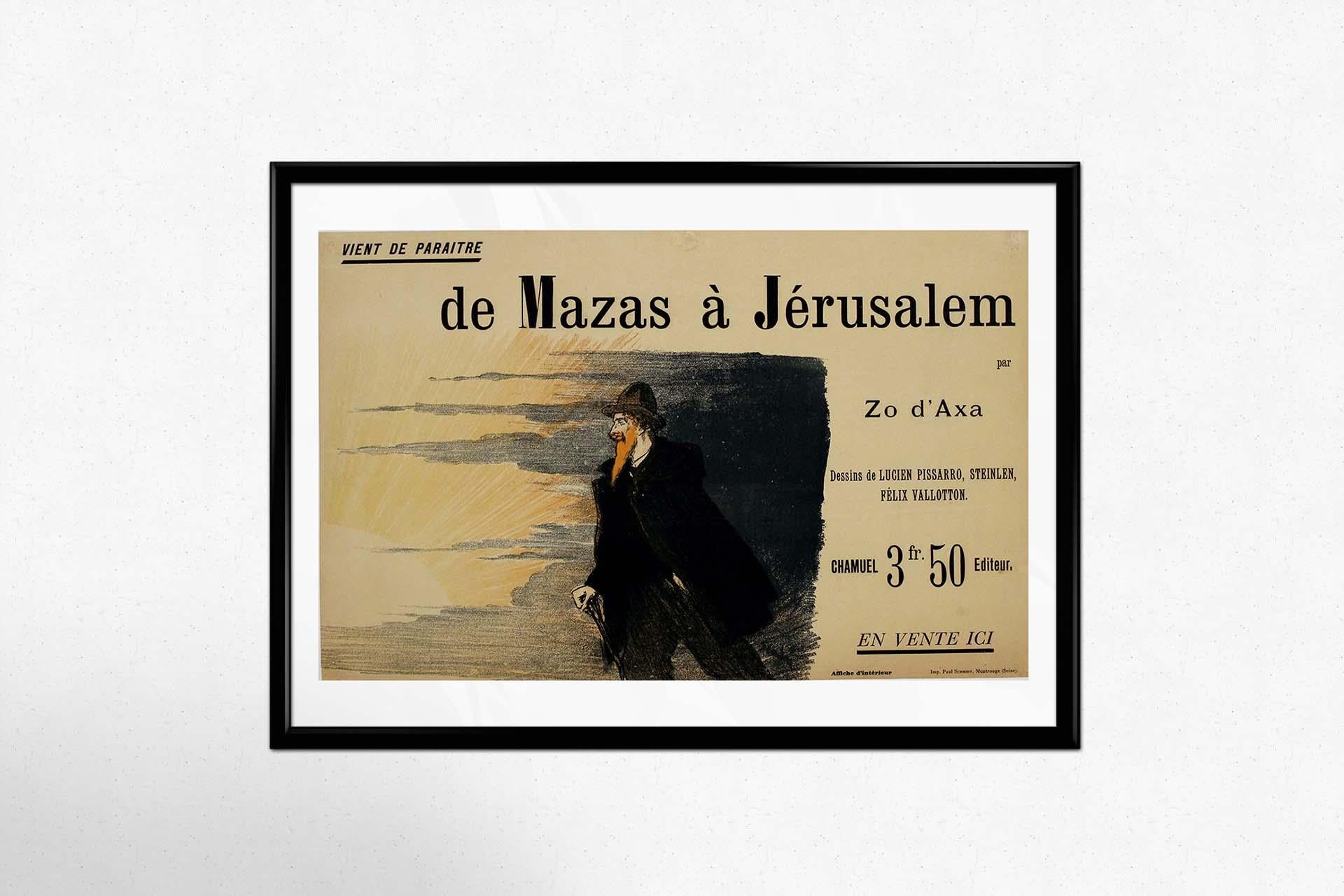 Original 1895 poster by Steinlen - De Mazas à Jérusalem par Zo d'Axa - Art Nouveau Print by Théophile Alexandre Steinlen