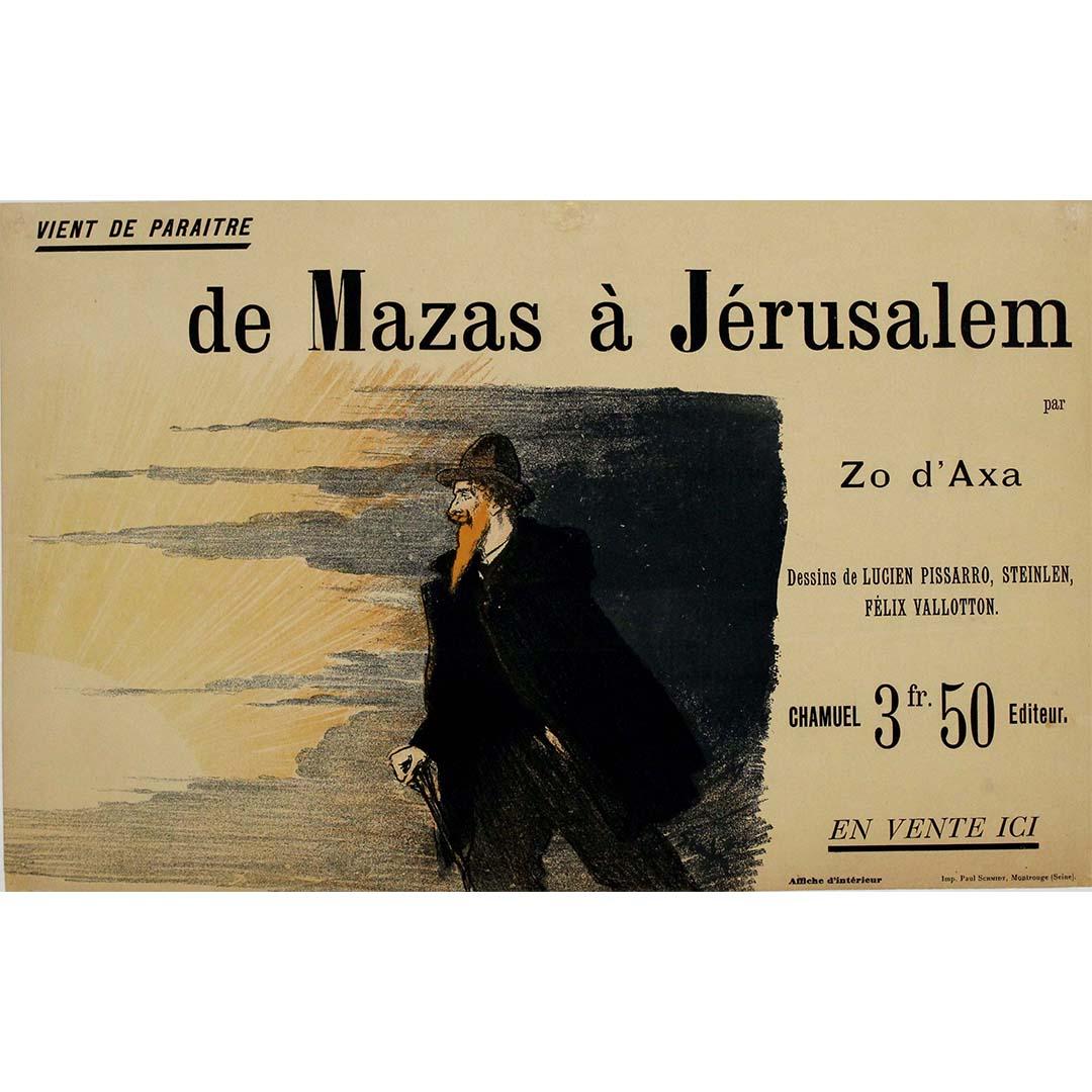 Original 1895 poster by Steinlen - De Mazas à Jérusalem par Zo d'Axa - Print by Théophile Alexandre Steinlen