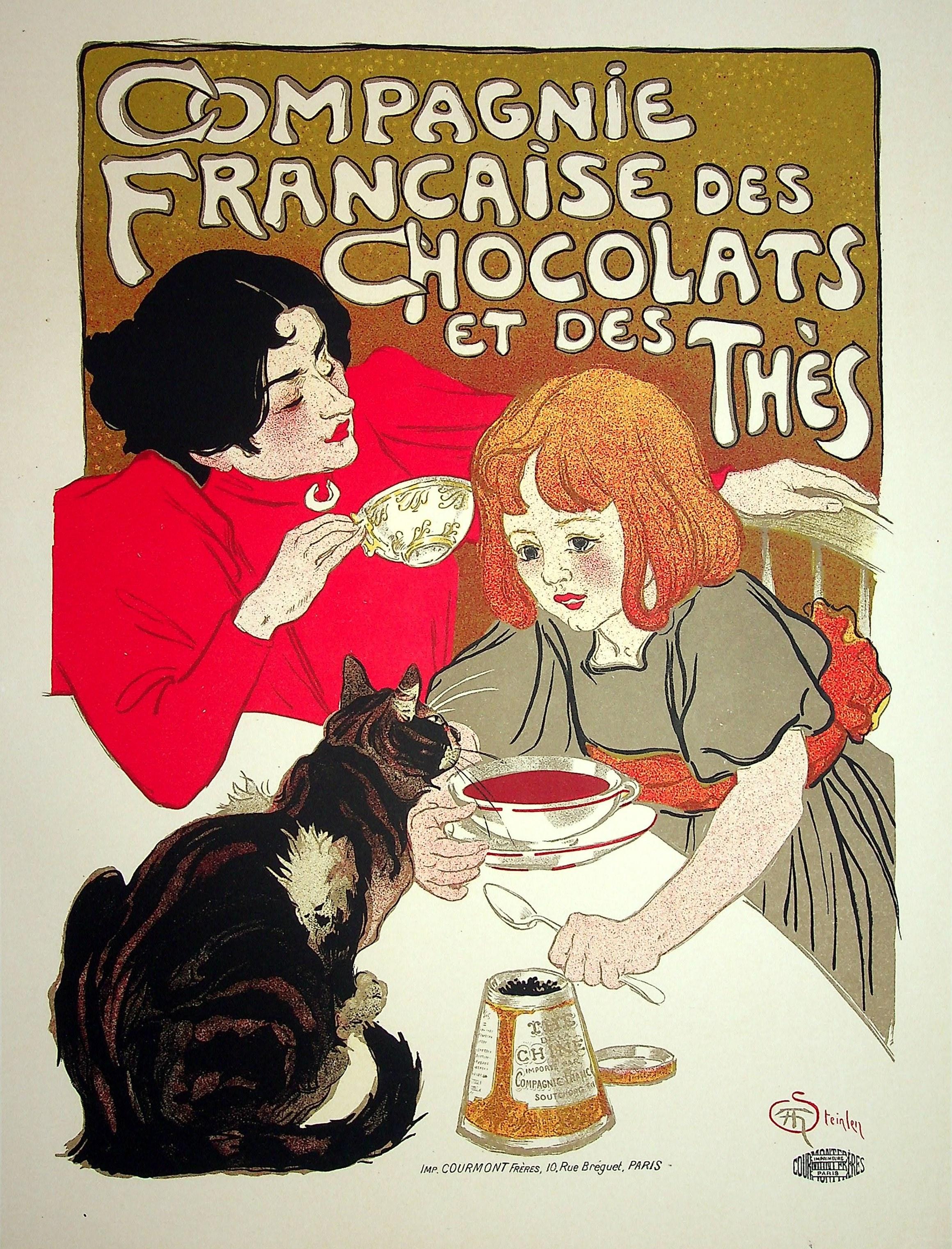 The Little Girl and her Cat - Lithograph (Les Maîtres de l'Affiche), 1899 - Print by Théophile Alexandre Steinlen