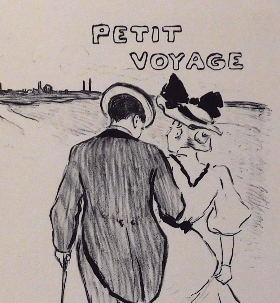 Theophile Alexandre Steinlen Litografia originale su pietra del 1894 - Petit Voyage - Figurative Print Grigio di Théophile Alexandre Steinlen