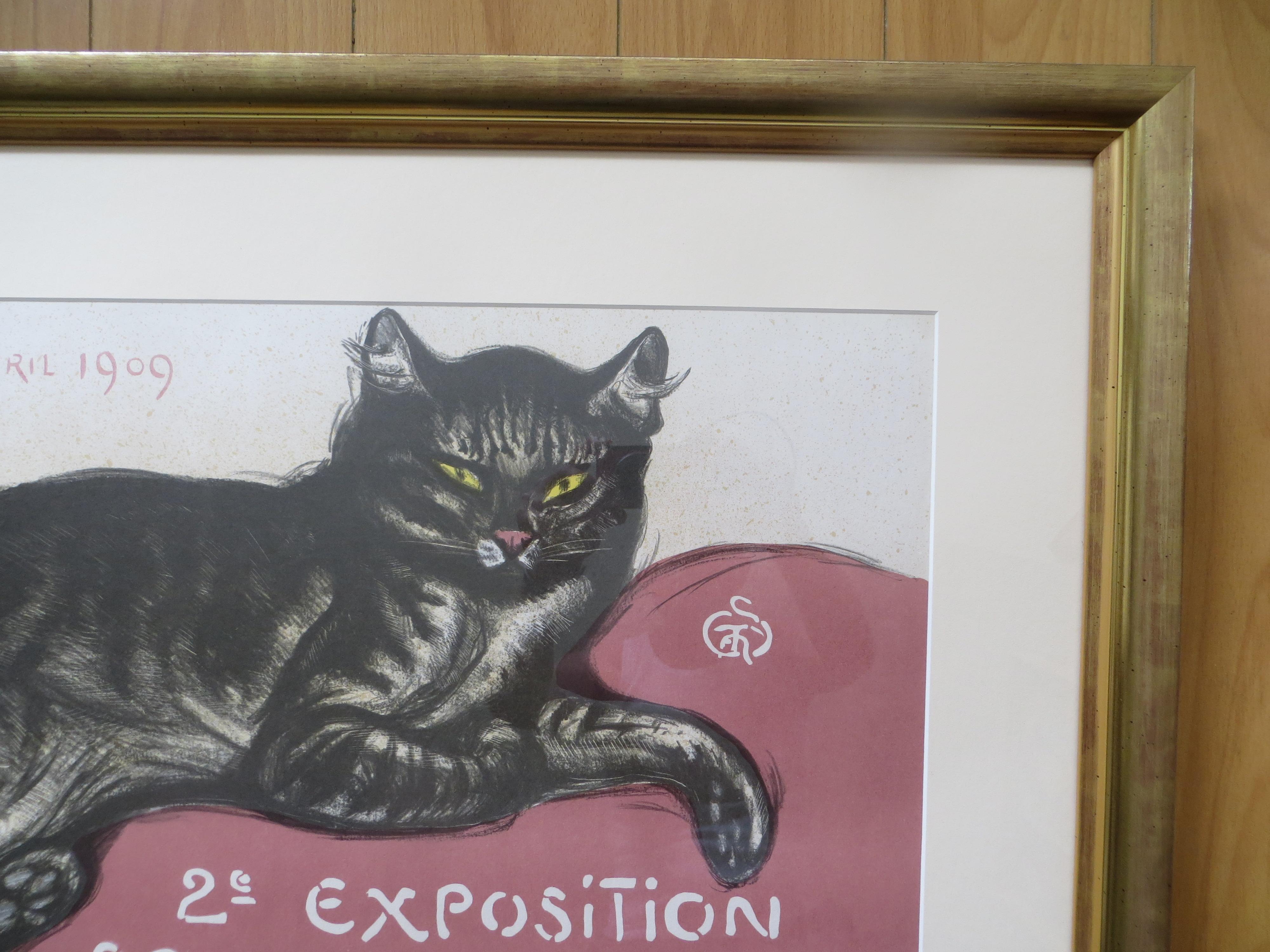  Affiche lithographique d'après Steinlen  Il aimait les chats, et les animaux sont apparus dans ses dessins, ses affiches et ses peintures tout au long de sa carrière. Deux de ses affiches, Lait pur Sterilise et Chat Noir, figurent à juste titre